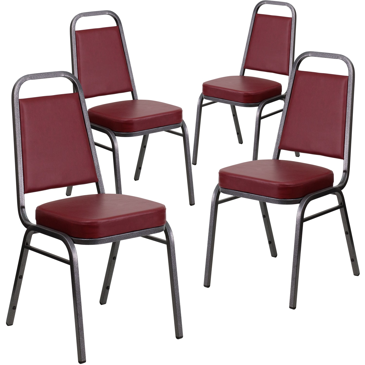Flash Furniture HERCULES Series Trapezoidal Back Stacking Banquet Chairs, Burgundy/Silvervein, Pack Of 4 Chairs - Image 4