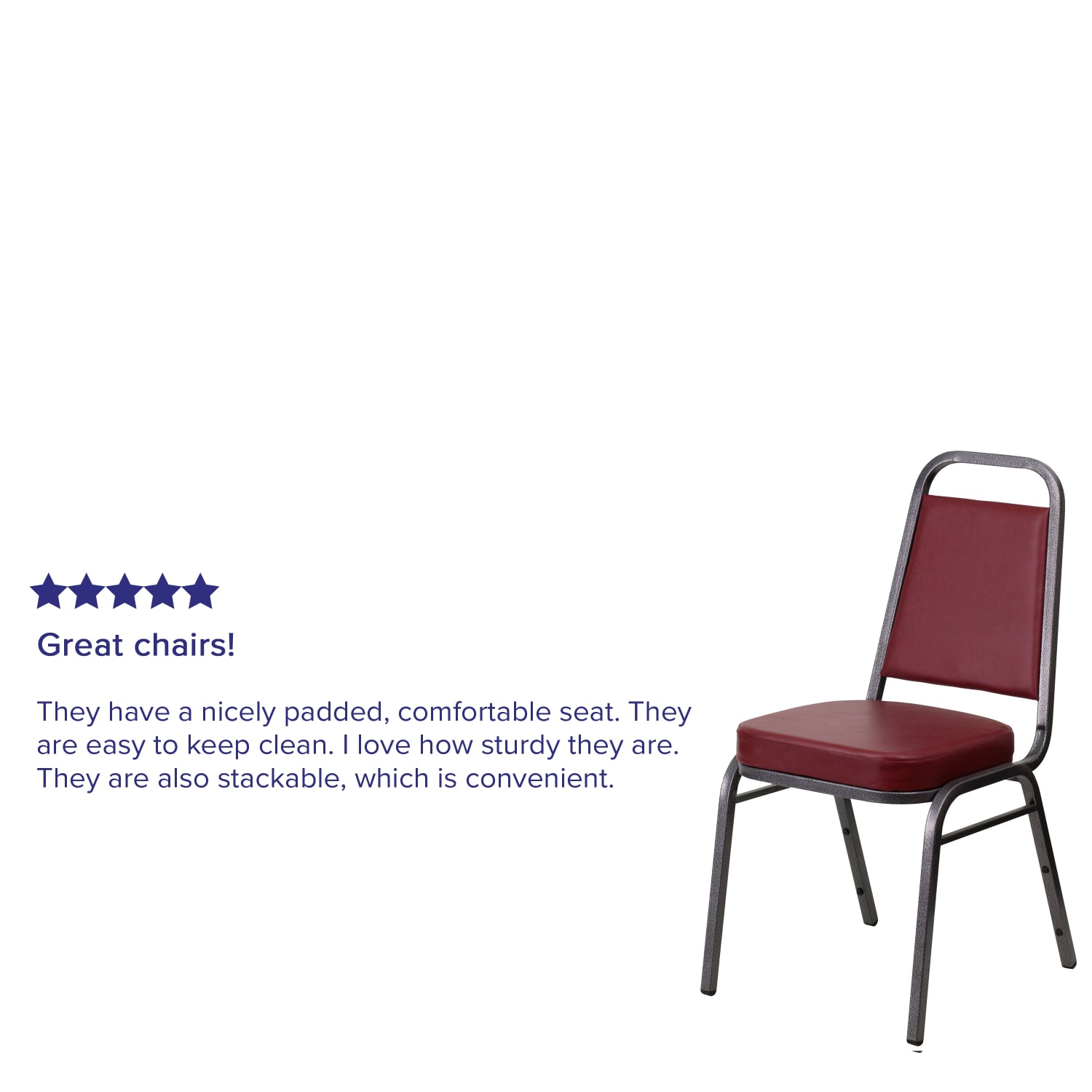 Flash Furniture HERCULES Series Trapezoidal Back Stacking Banquet Chairs, Burgundy/Silvervein, Pack Of 4 Chairs - Image 6