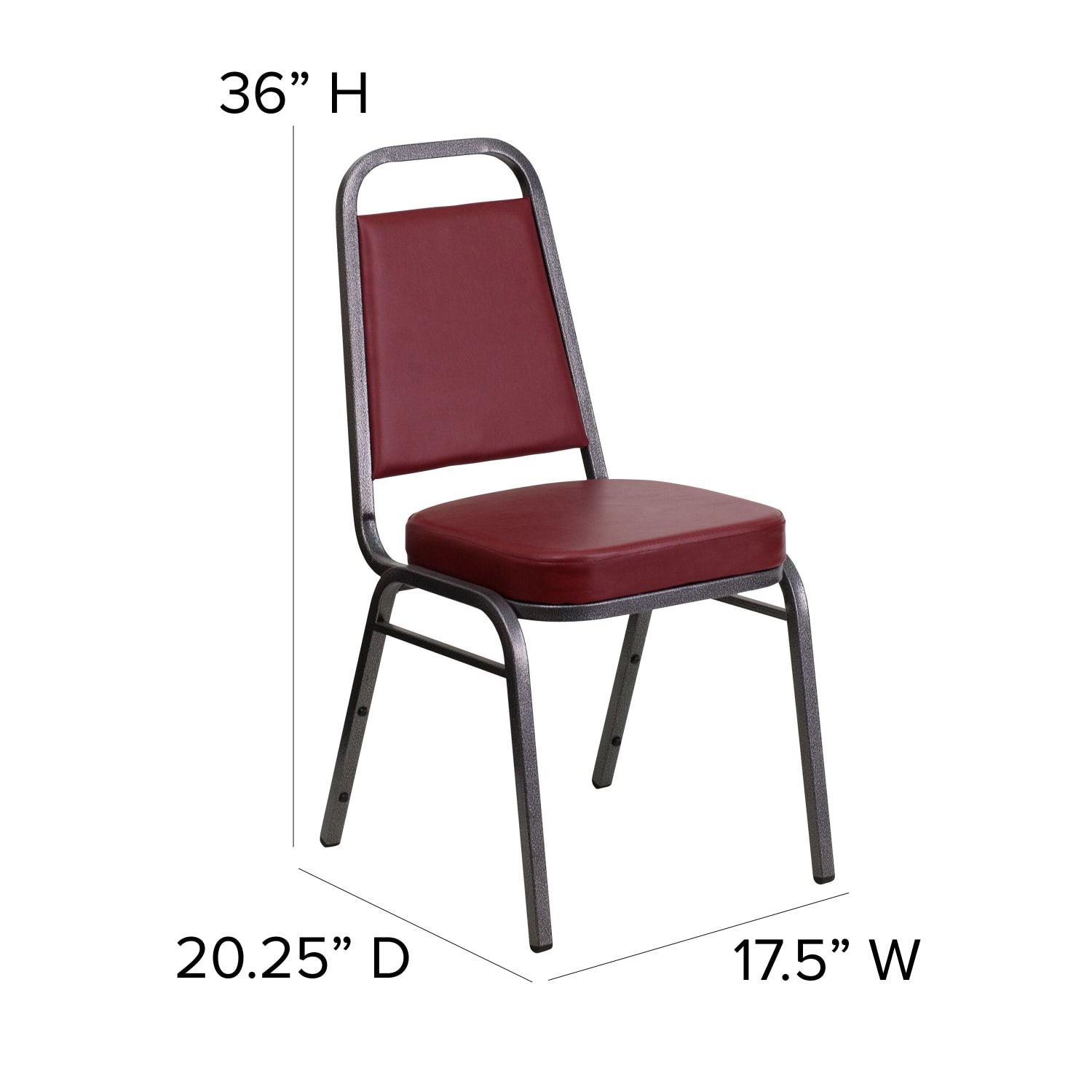 Flash Furniture HERCULES Series Trapezoidal Back Stacking Banquet Chairs, Burgundy/Silvervein, Pack Of 4 Chairs - Image 8