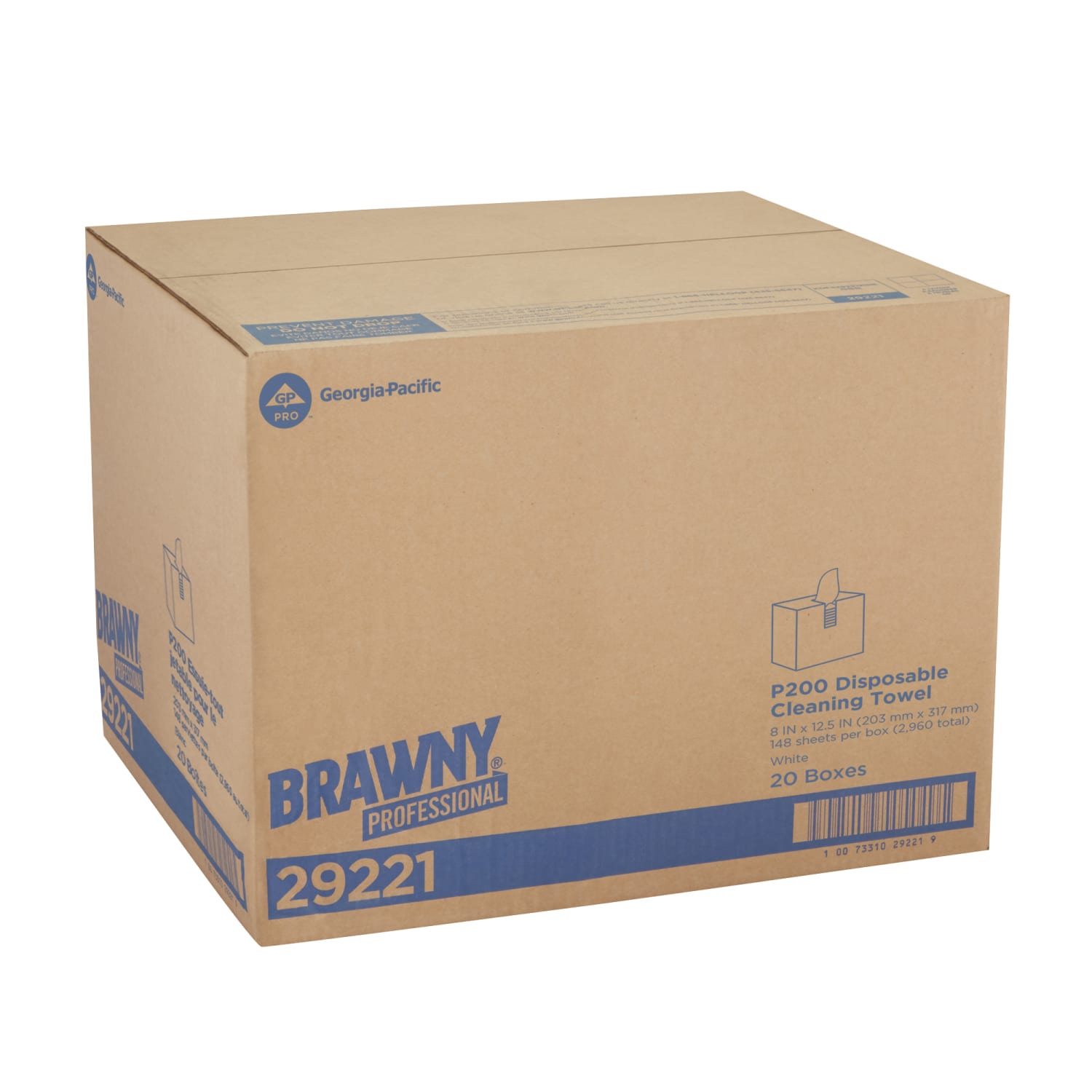 Brawny P200 Professional Disposable Cleaning Towels, 8in x 12-1/2in, 148 Wipes Per Box, 20 Boxes Per Case - Image 3