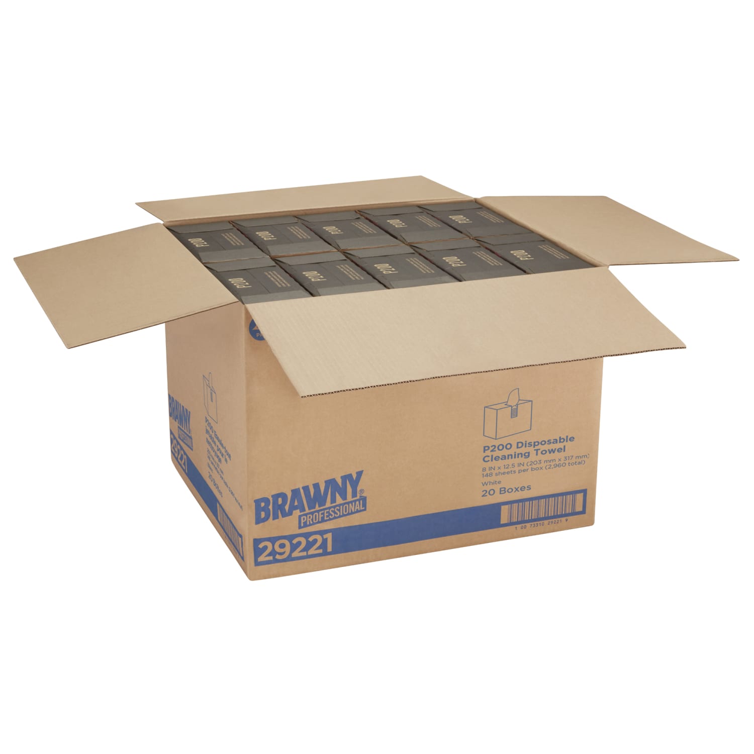Brawny P200 Professional Disposable Cleaning Towels, 8in x 12-1/2in, 148 Wipes Per Box, 20 Boxes Per Case - Image 4