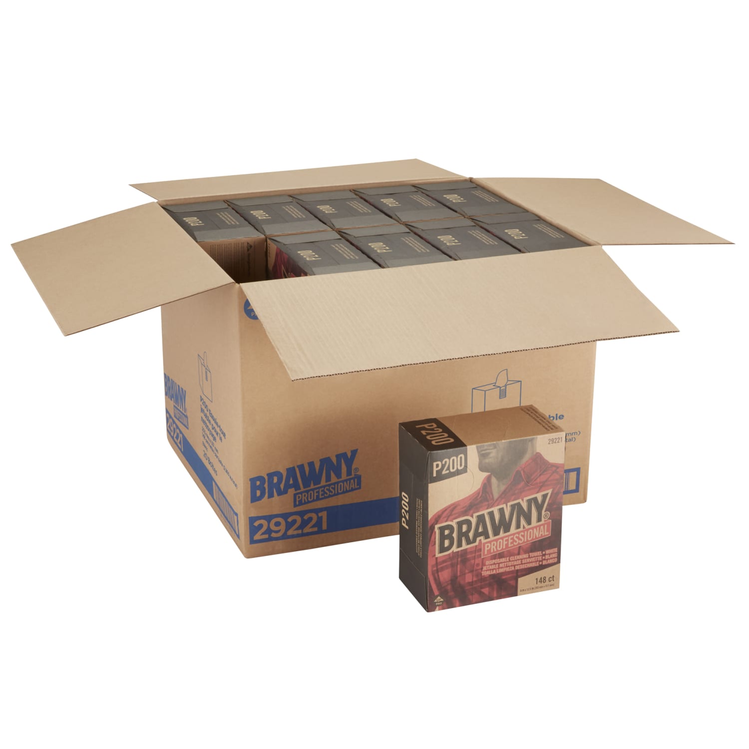 Brawny P200 Professional Disposable Cleaning Towels, 8in x 12-1/2in, 148 Wipes Per Box, 20 Boxes Per Case - Image 5