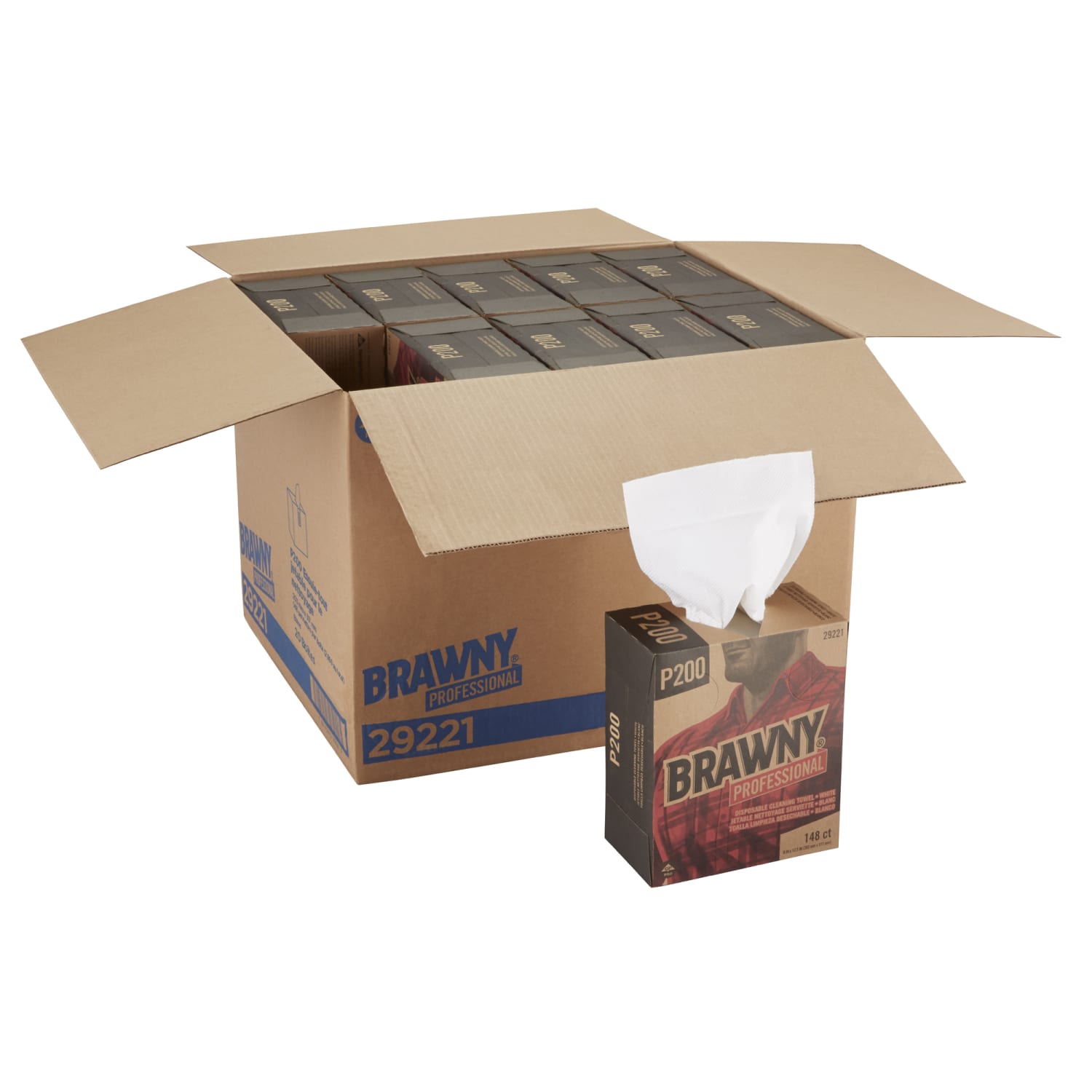 Brawny P200 Professional Disposable Cleaning Towels, 8in x 12-1/2in, 148 Wipes Per Box, 20 Boxes Per Case - Image 6