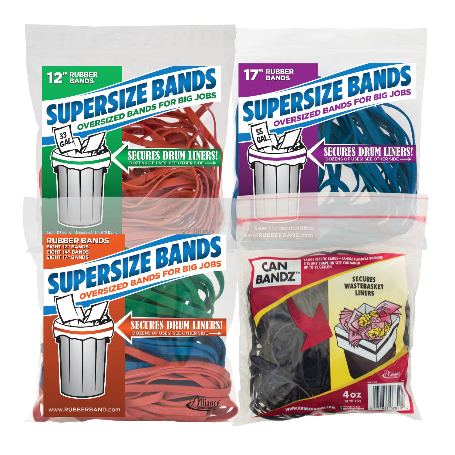Alliance Rubber SuperSize Bands, 17in x 1/4in, Blue, Bag Of 12 - Image 3