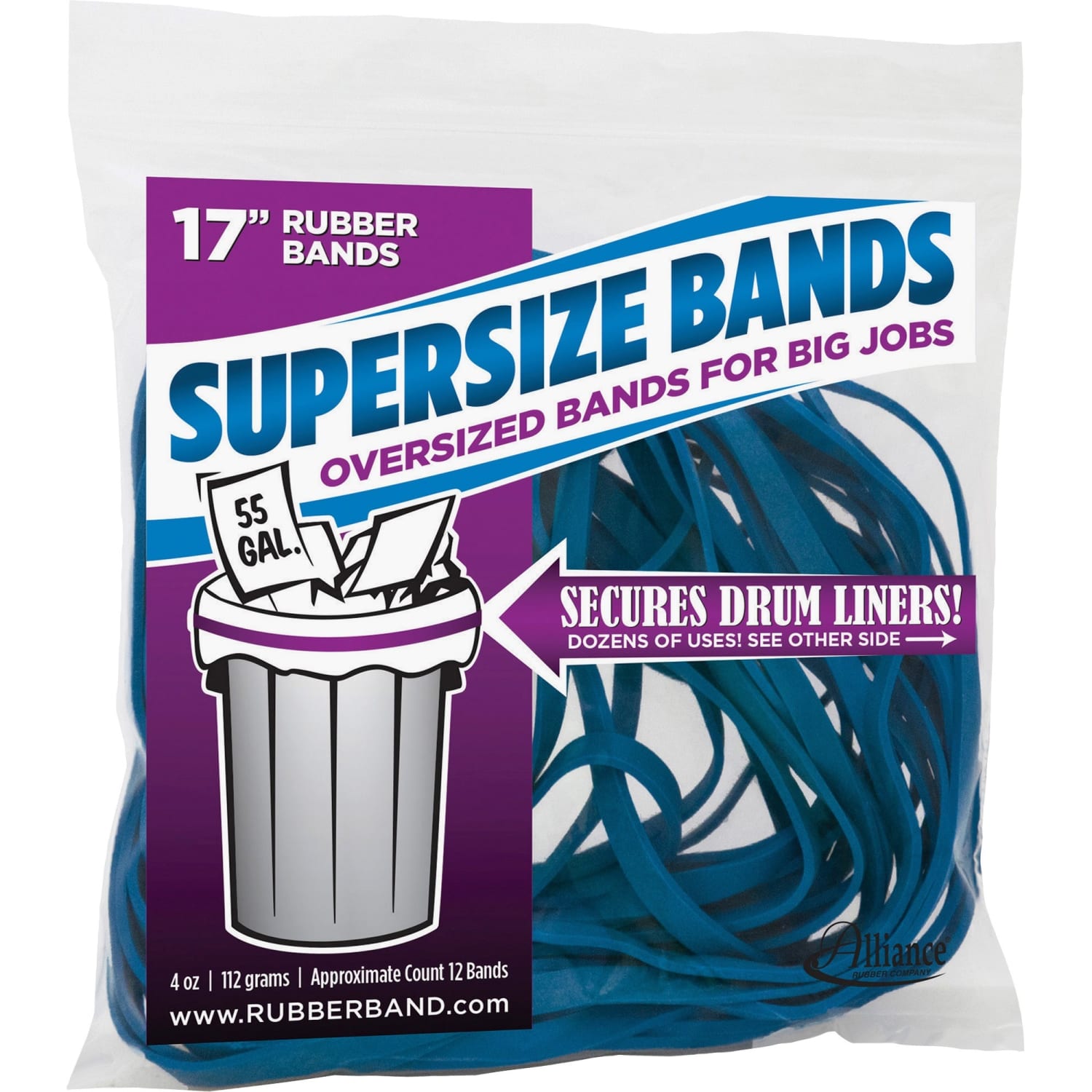 Alliance Rubber SuperSize Bands, 17in x 1/4in, Blue, Bag Of 12 - Image 5