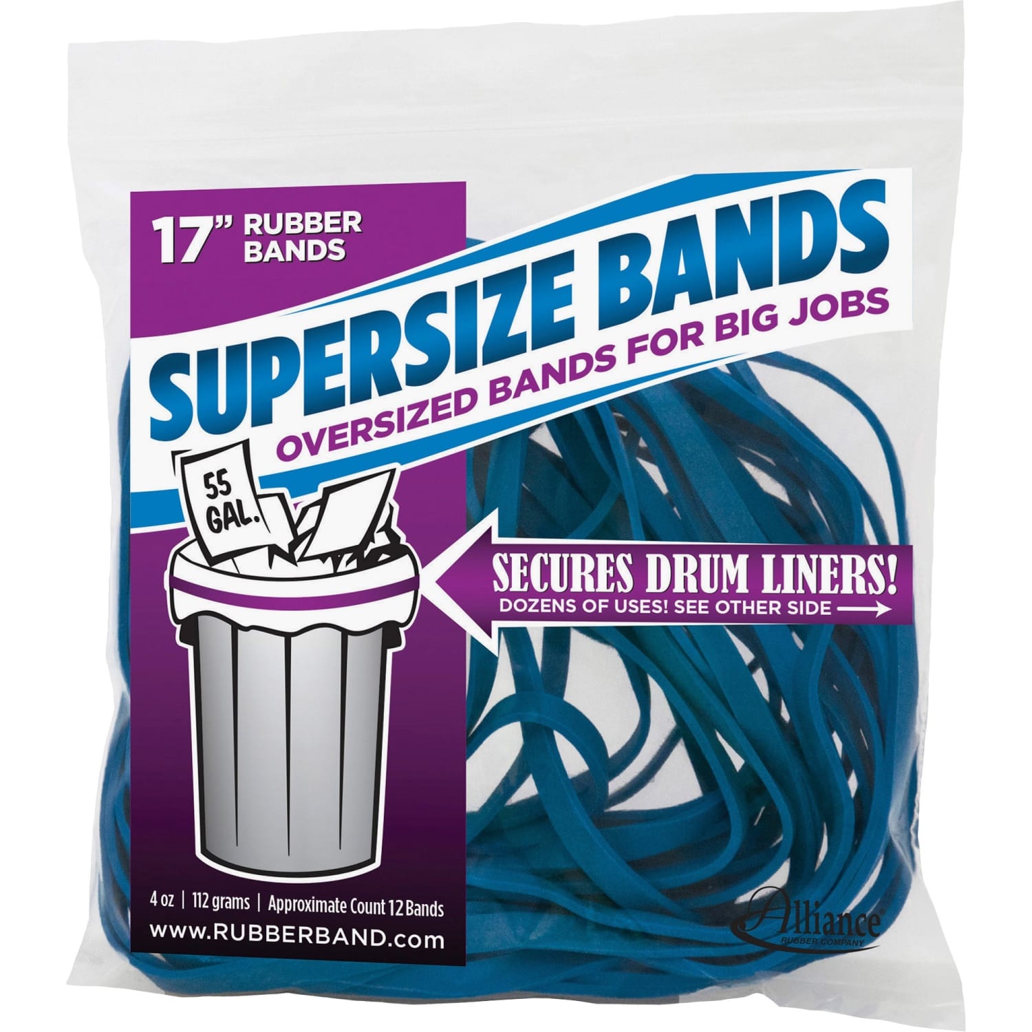 Alliance Rubber SuperSize Bands, 17in x 1/4in, Blue, Bag Of 12 - Image 6