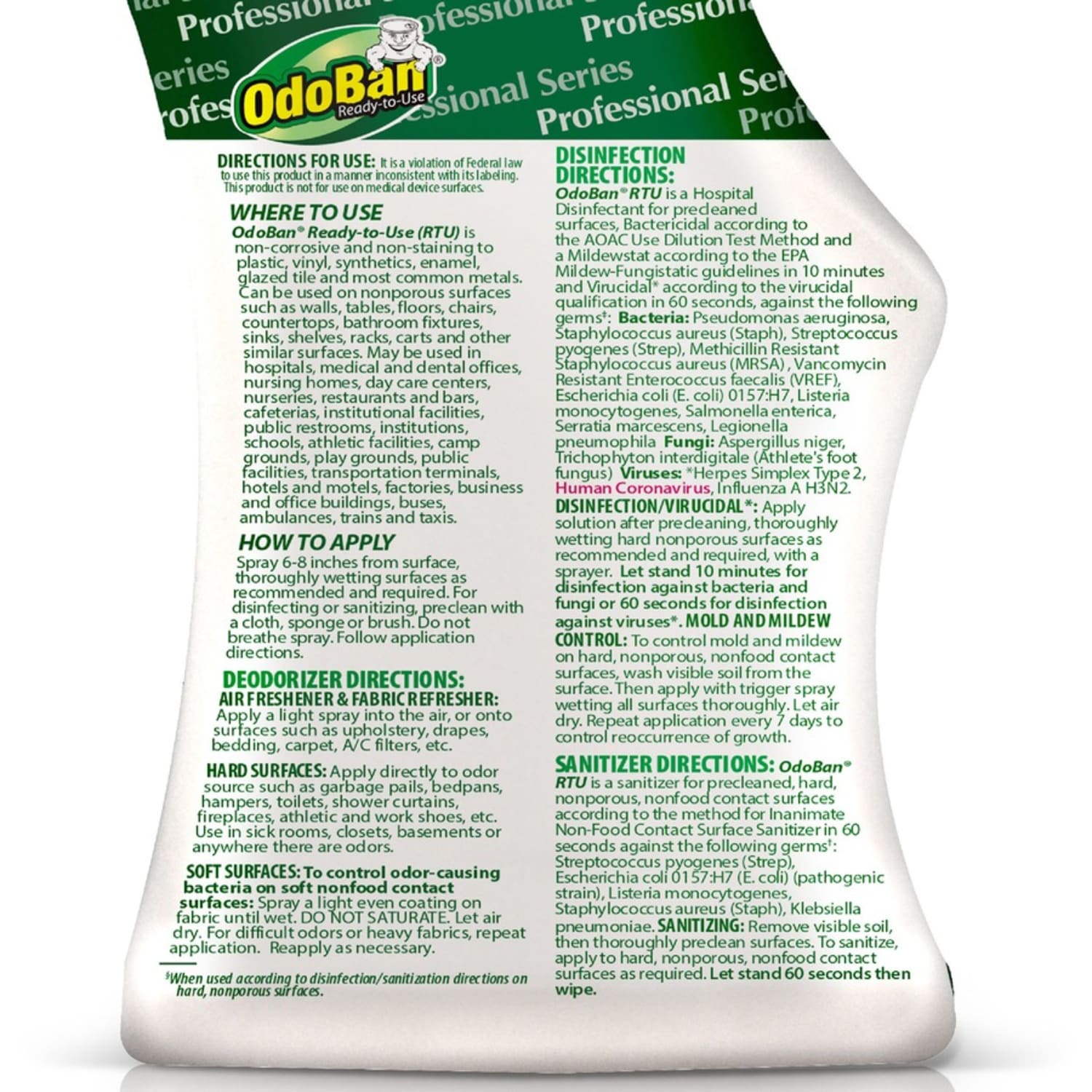 OdoBan Multi-Purpose Deodorizer & Disinfectant Spray, Eucalyptus Scent, 32 Oz Bottle - Image 5