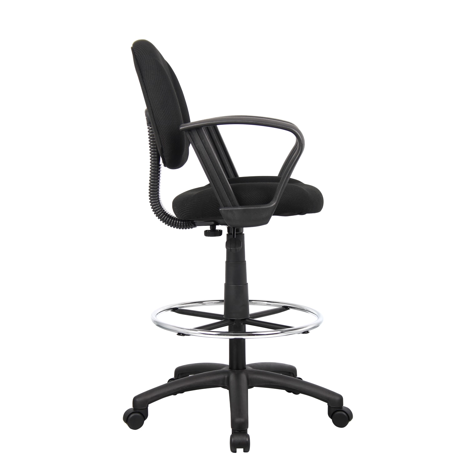 Boss Office Products Drafting Stool With Arms BlackChrome PopularChairscom