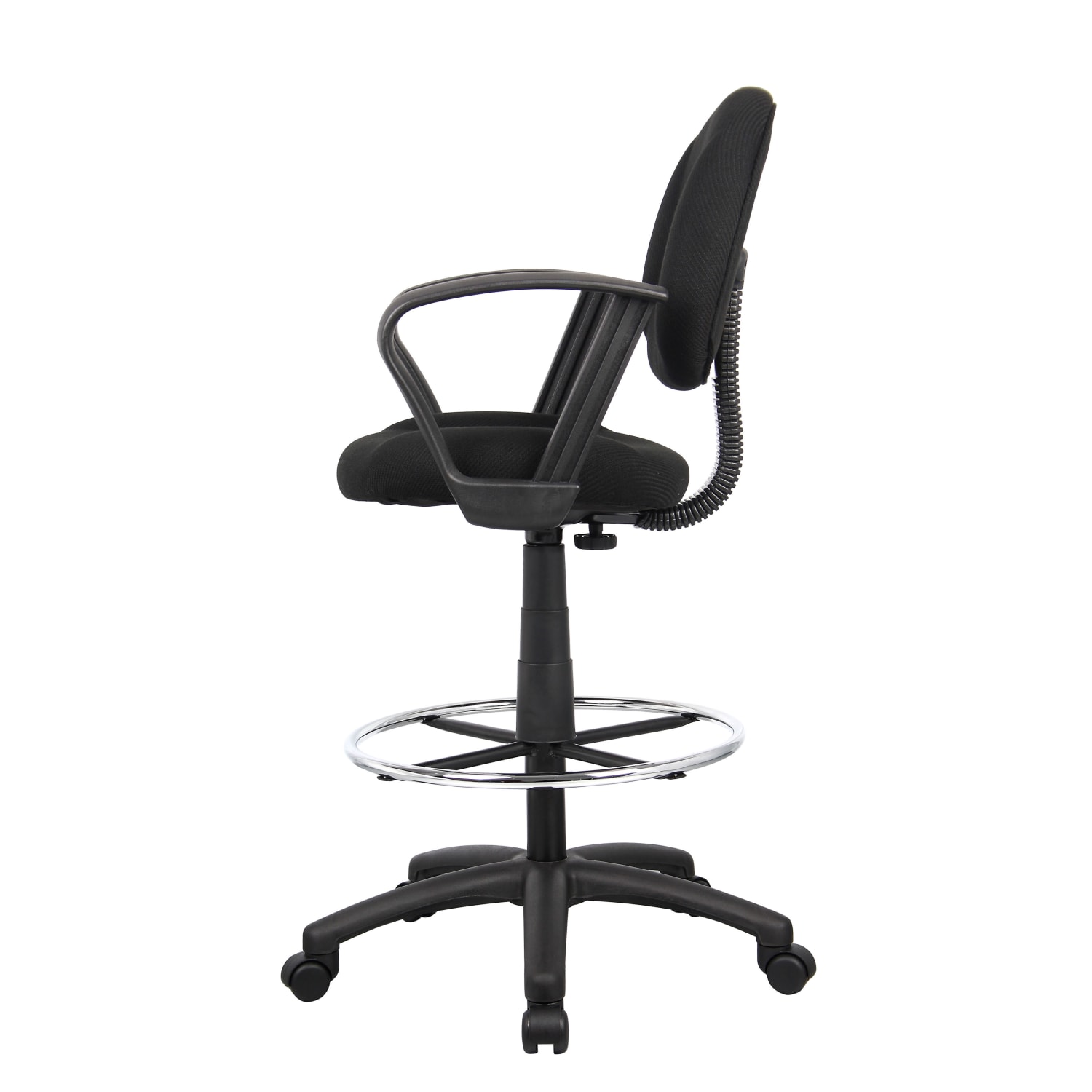 Boss Office Products Drafting Stool With Arms BlackChrome PopularChairscom