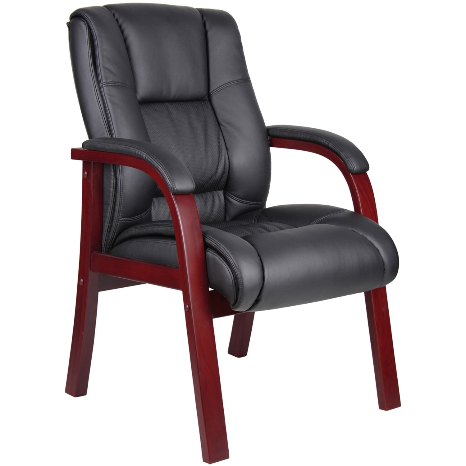 Boss Aaria Mid Back Guest Chair BlackMahogany PopularChairscom