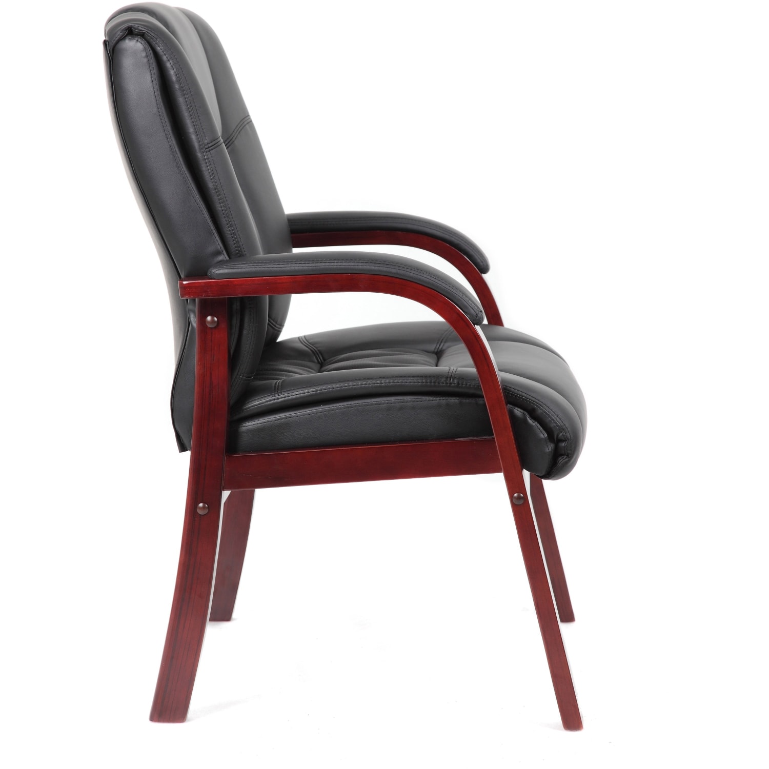 Boss Aaria Mid Back Guest Chair BlackMahogany PopularChairscom