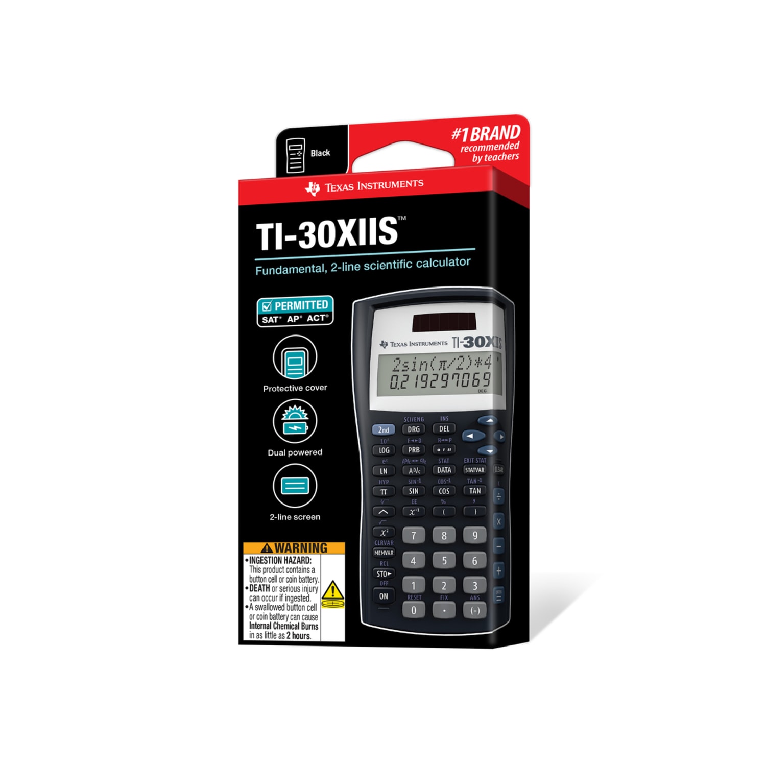 Texas Instruments TI-30X IIS Solar Scientific Calculator, Black/Blue/White - Image 6