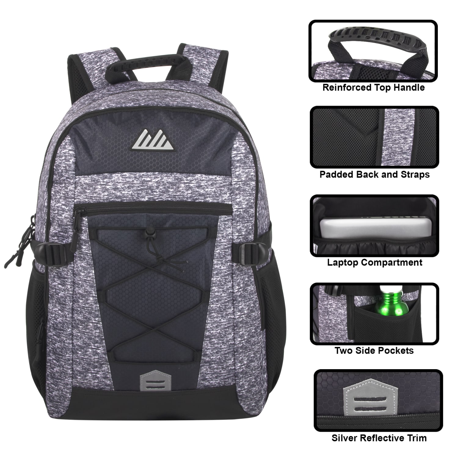 Trailmaker Bungee Backpack With 17in Laptop Sleeve, Gray - Image 3