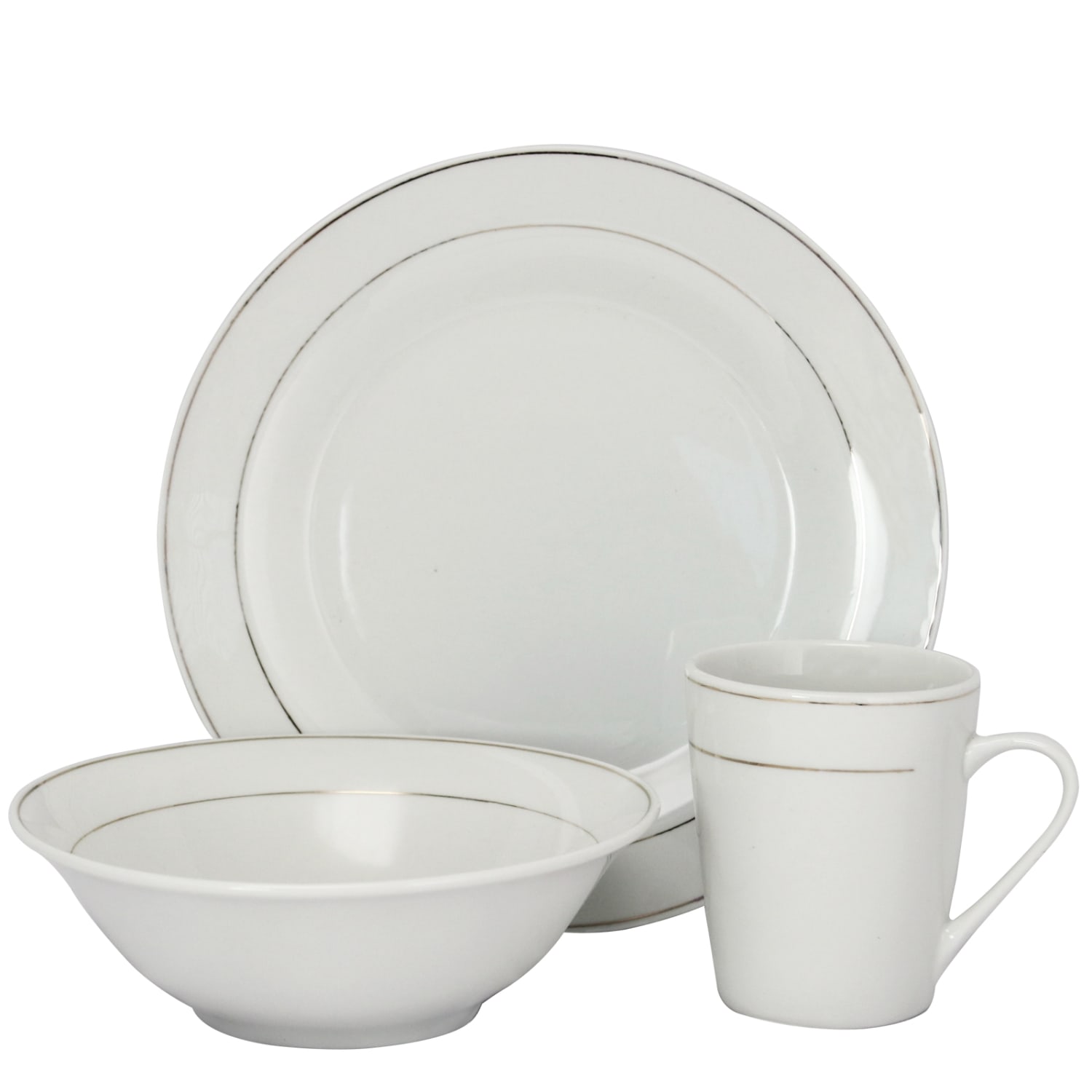 Gibson Home Tuxedo Deluxe 12-Piece Dinnerware Set, White/Gold - Image 3