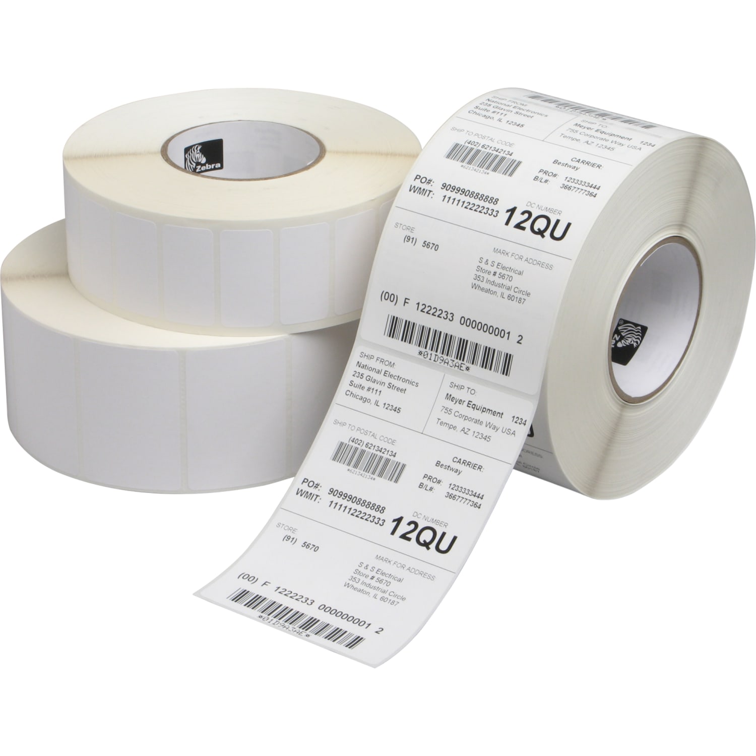 Zebra Z-Select 4000D Thermal Label - 6in Length x 4in Width - Paper - White - 4 Roll