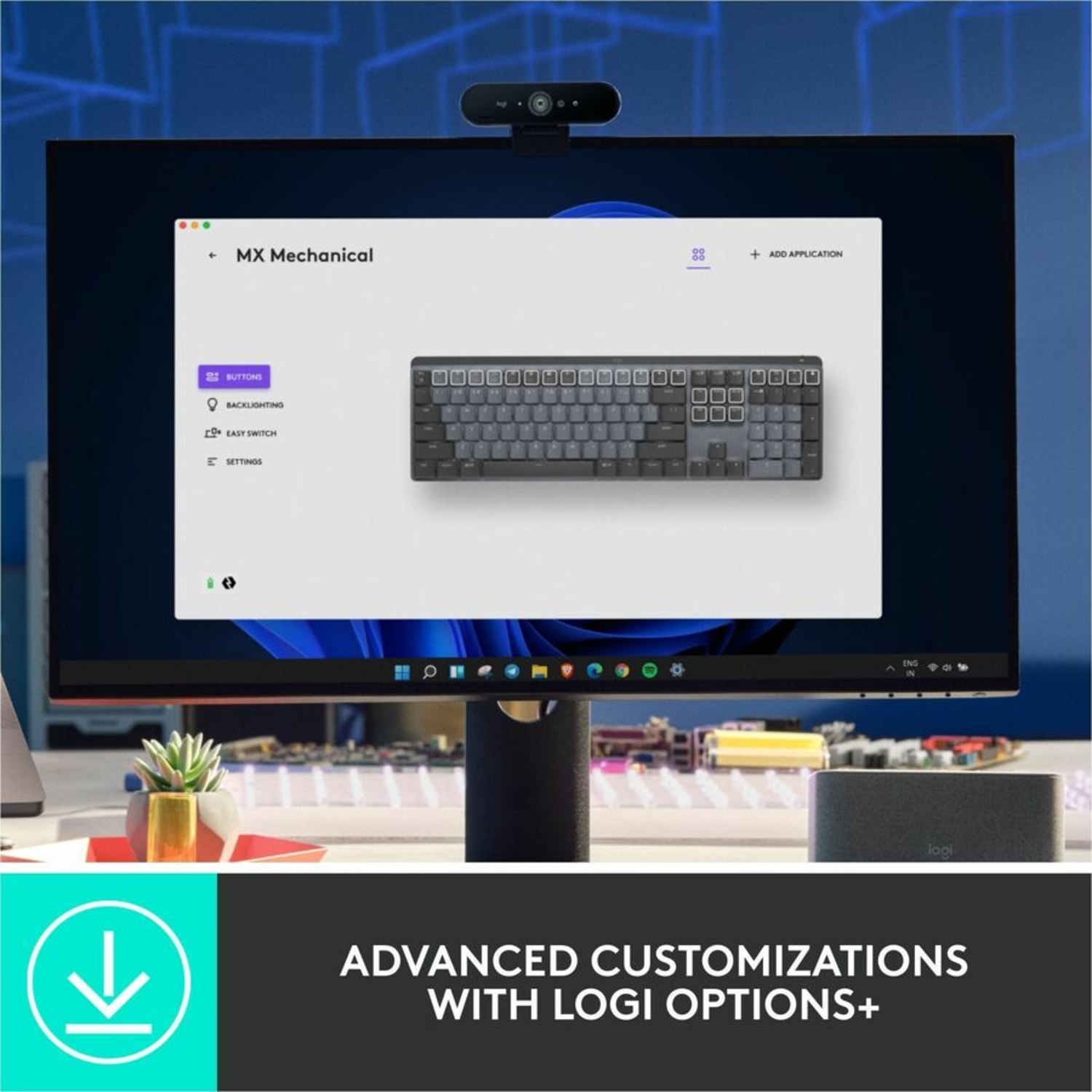 Logitech MX Mechanical Wireless Illuminated Performance Keyboard, Clicky Switches, Backlit Keys, Bluetooth - 920010549 - Image 6