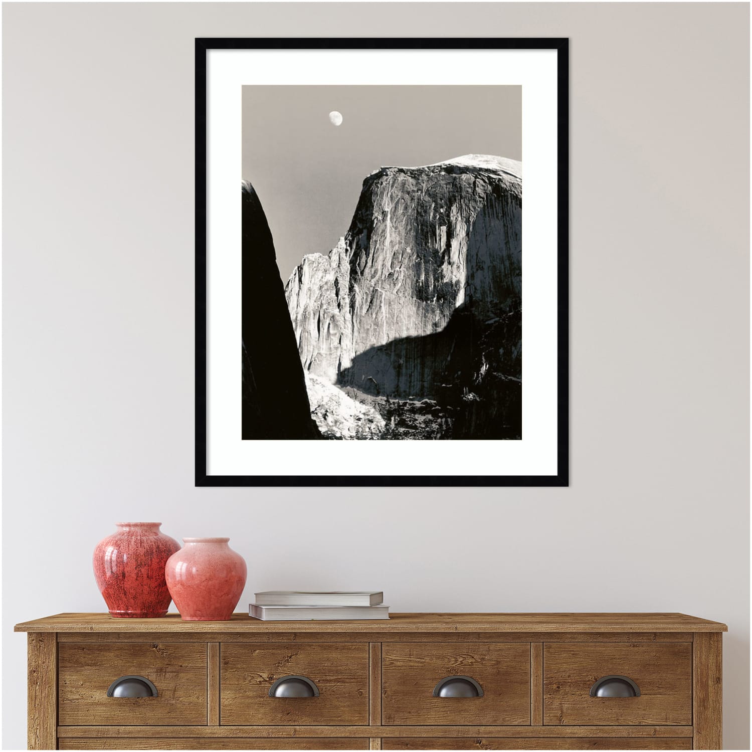 Amanti Art Moon Over Half Dome by Ansel Adams Wood Framed Wall Art Print, 28inW x 33inH, Black - Image 6