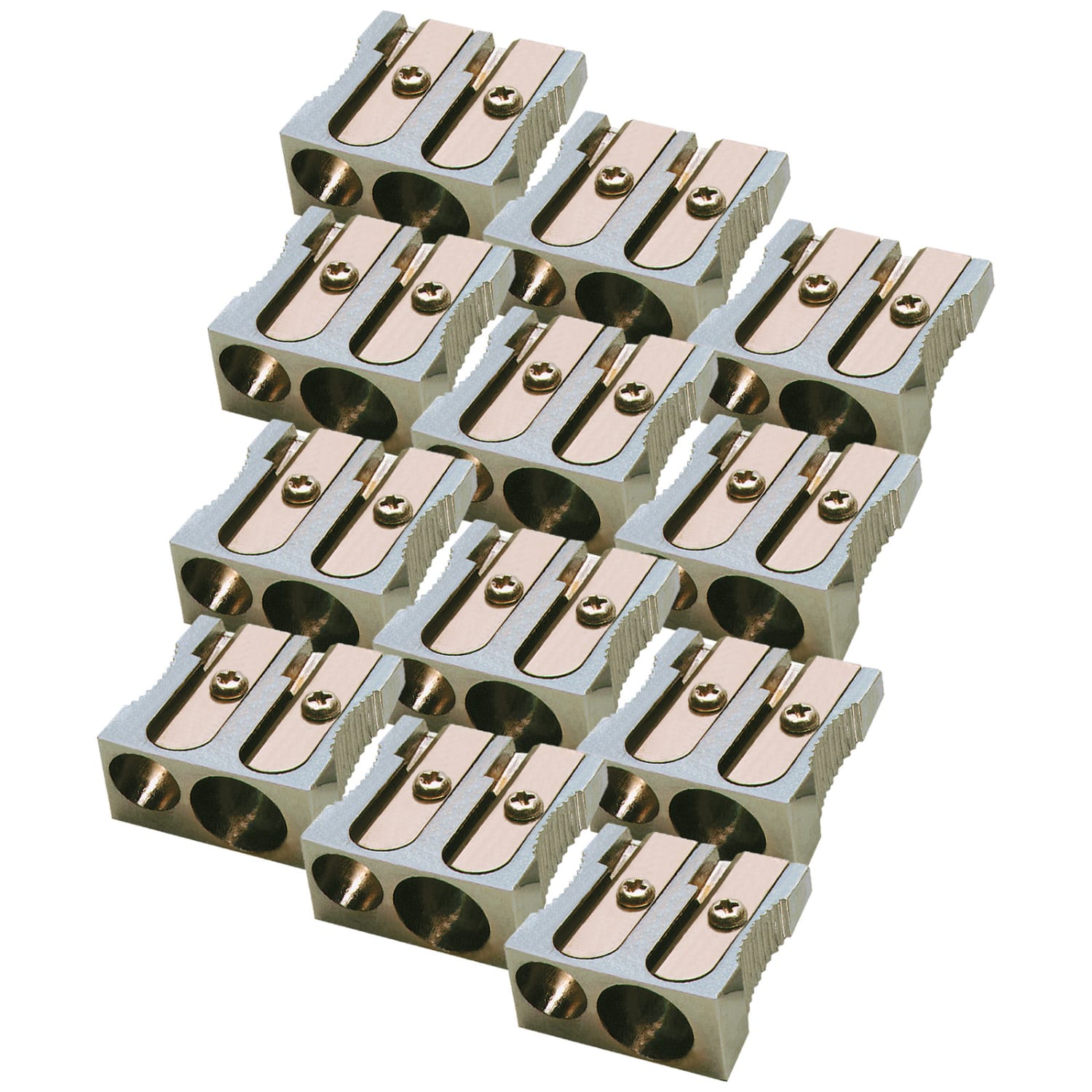 Charles Leonard Metal Two Hole Pencil Sharpener, Pack Of 12