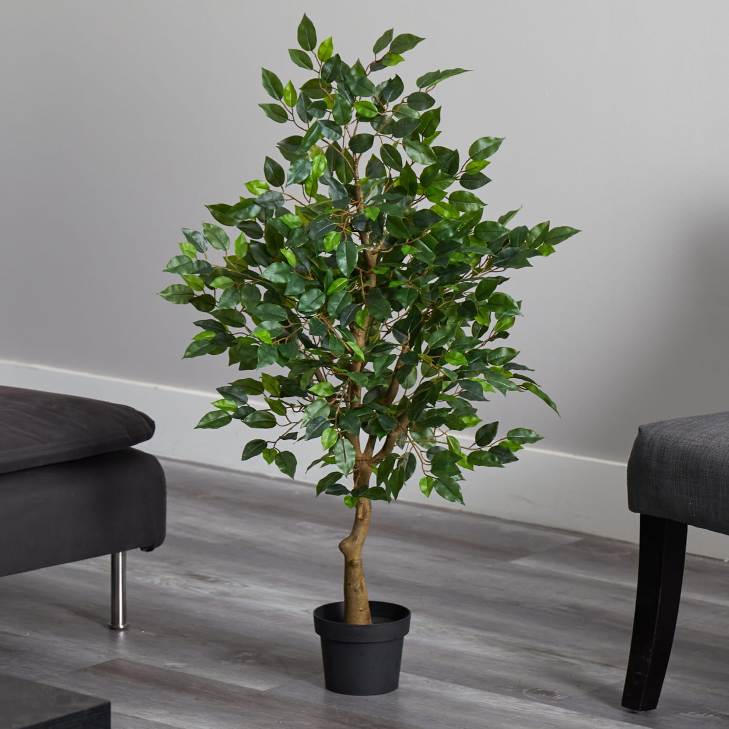 Nearly Natural 39inH Ficus Artificial Tree, 39inH x 12inW x 12inD, Black/Green - Image 4