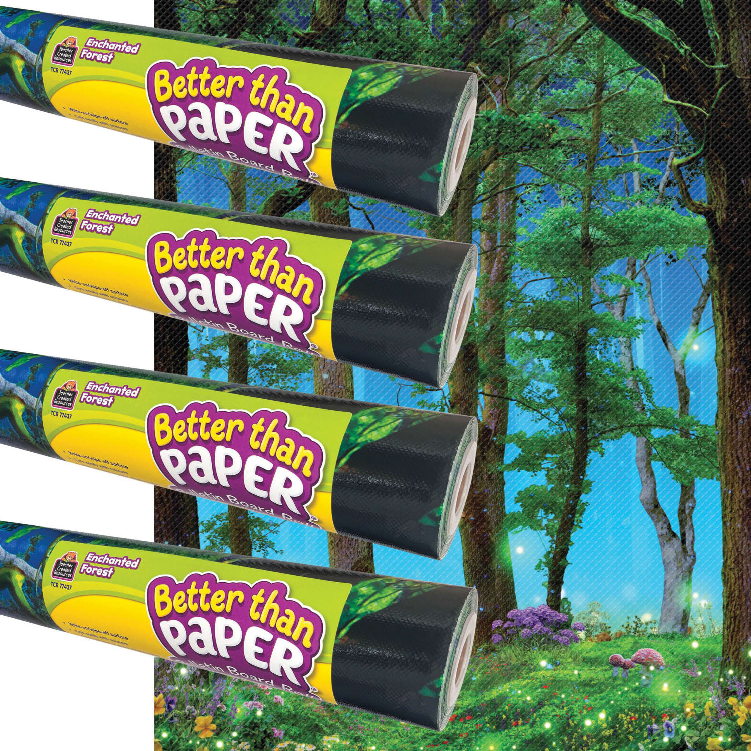 Teacher Created Resources Better Than Paper Bulletin Board Roll, 4ft x 12ft, Enchanted Forest, 4-Pack