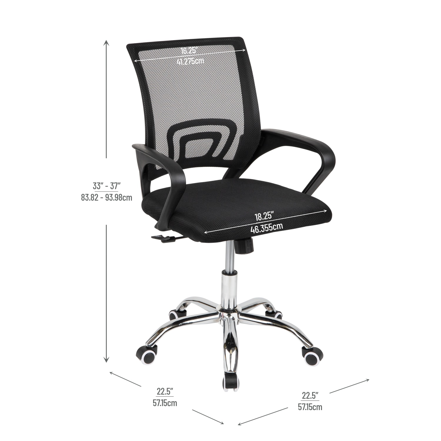 Mind Reader Swivel Office Chair with Wheels, Plastic/Mesh, Black - Image 4