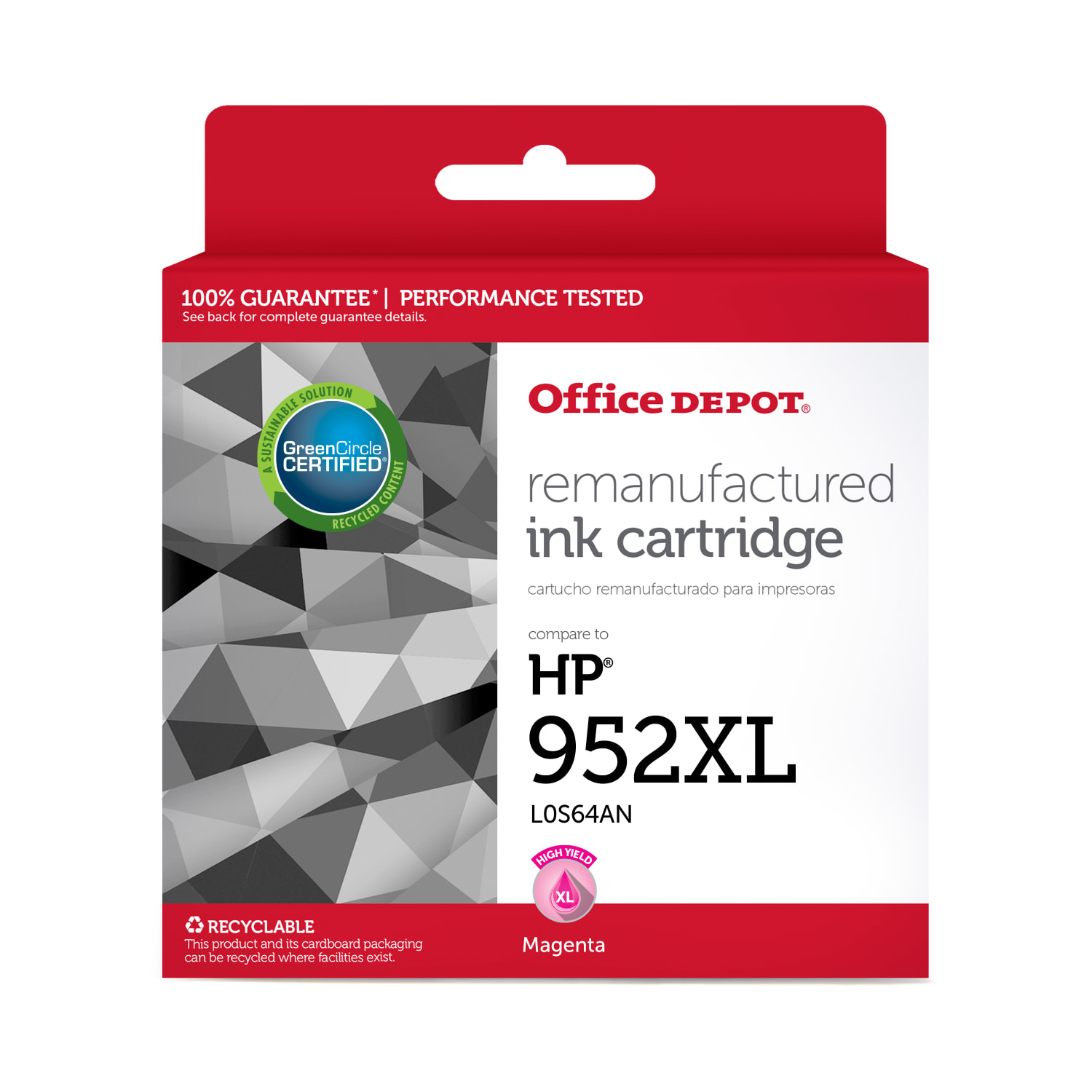 Office Depot Brand 118182 Remanufactured Magenta High Yield Ink Cartridge Replacement for HP 952XL
