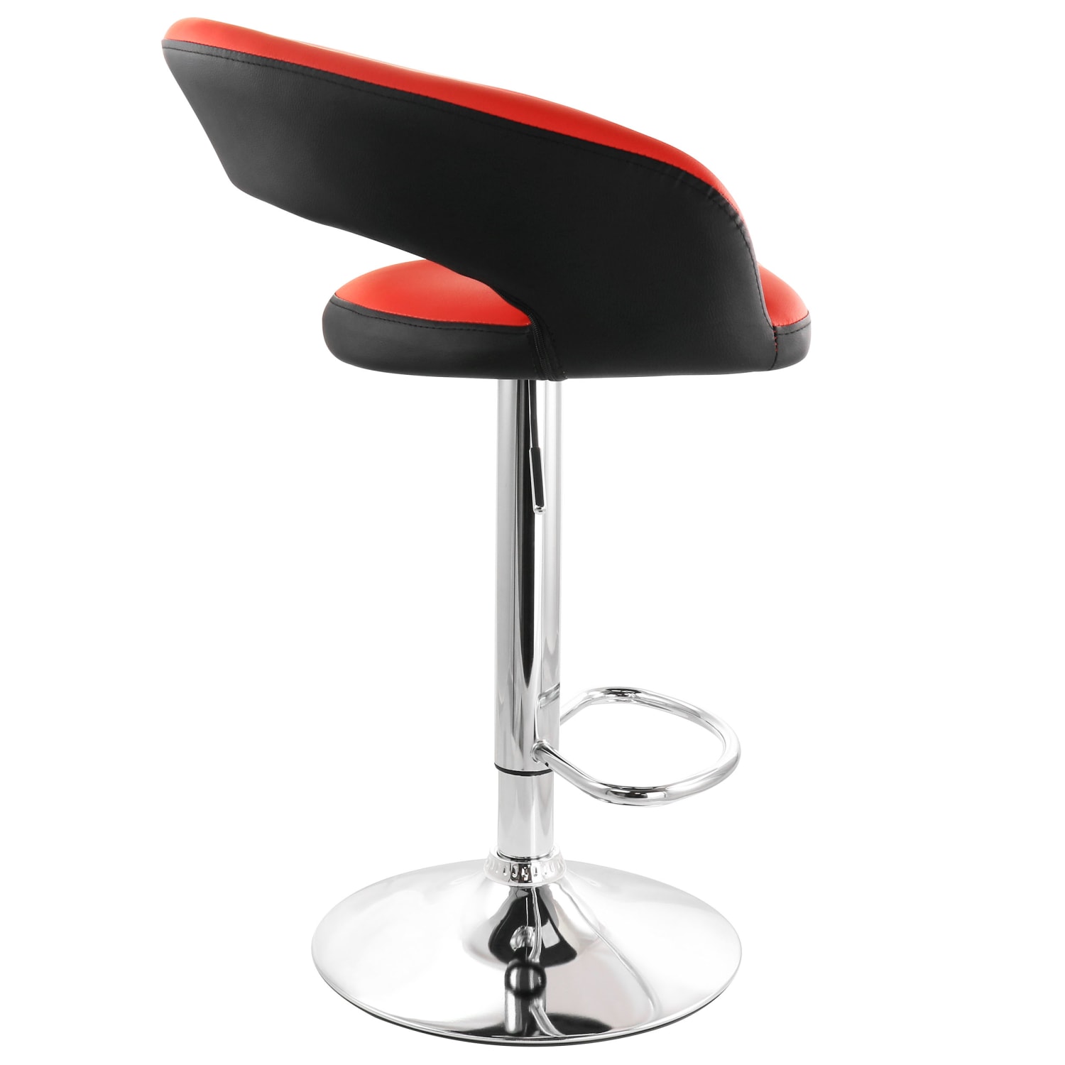 Elama Adjustable Faux Leather Open-Back Bar Stool, Red/Black - Image 3