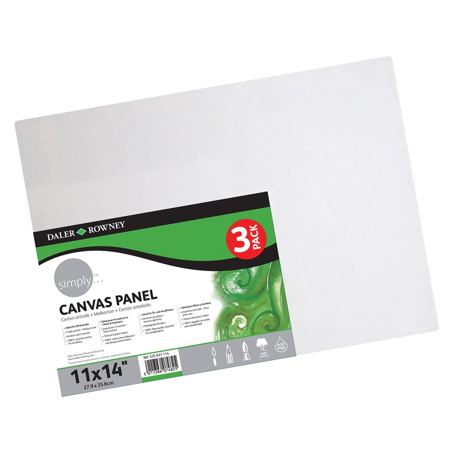 Daler-Rowney Simply White Cotton Canvas Panels, 14inH x 11inW x 3/8inD, White, 3 Panels Per Set, Bundle Of 3 Sets - Image 4