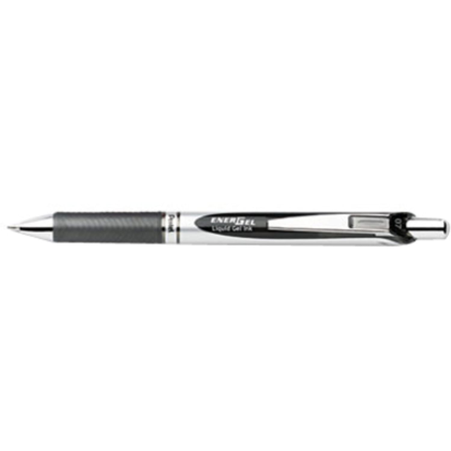 Pentel EnerGel RTX Liquid Gel Pen, Medium Point, 0.7 mm, Silver Barrel, Black Ink - Image 3