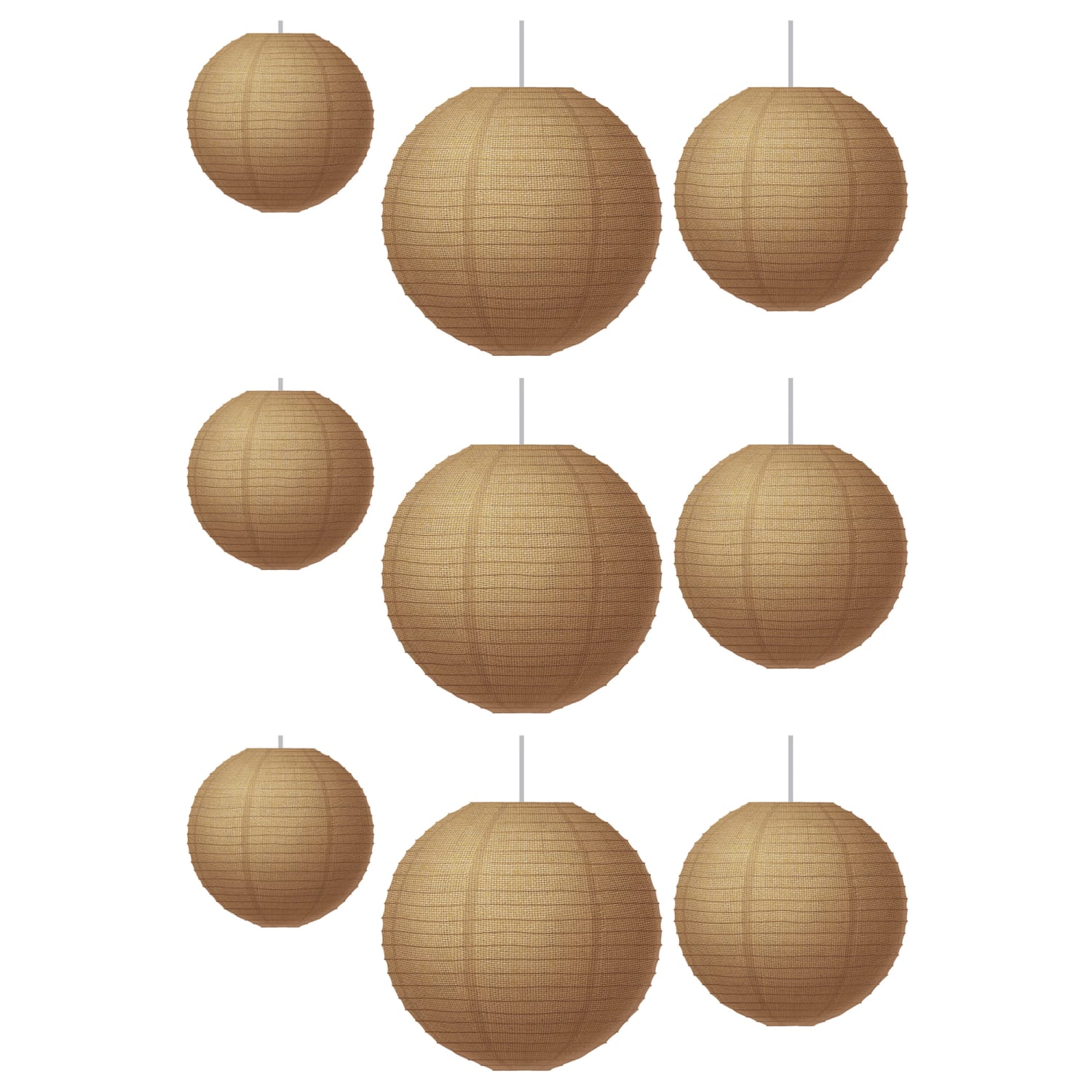 Teacher Created Resources Paper Lanterns, Burlap Brown, 3 Lanterns Per Pack, Set Of 3 Packs