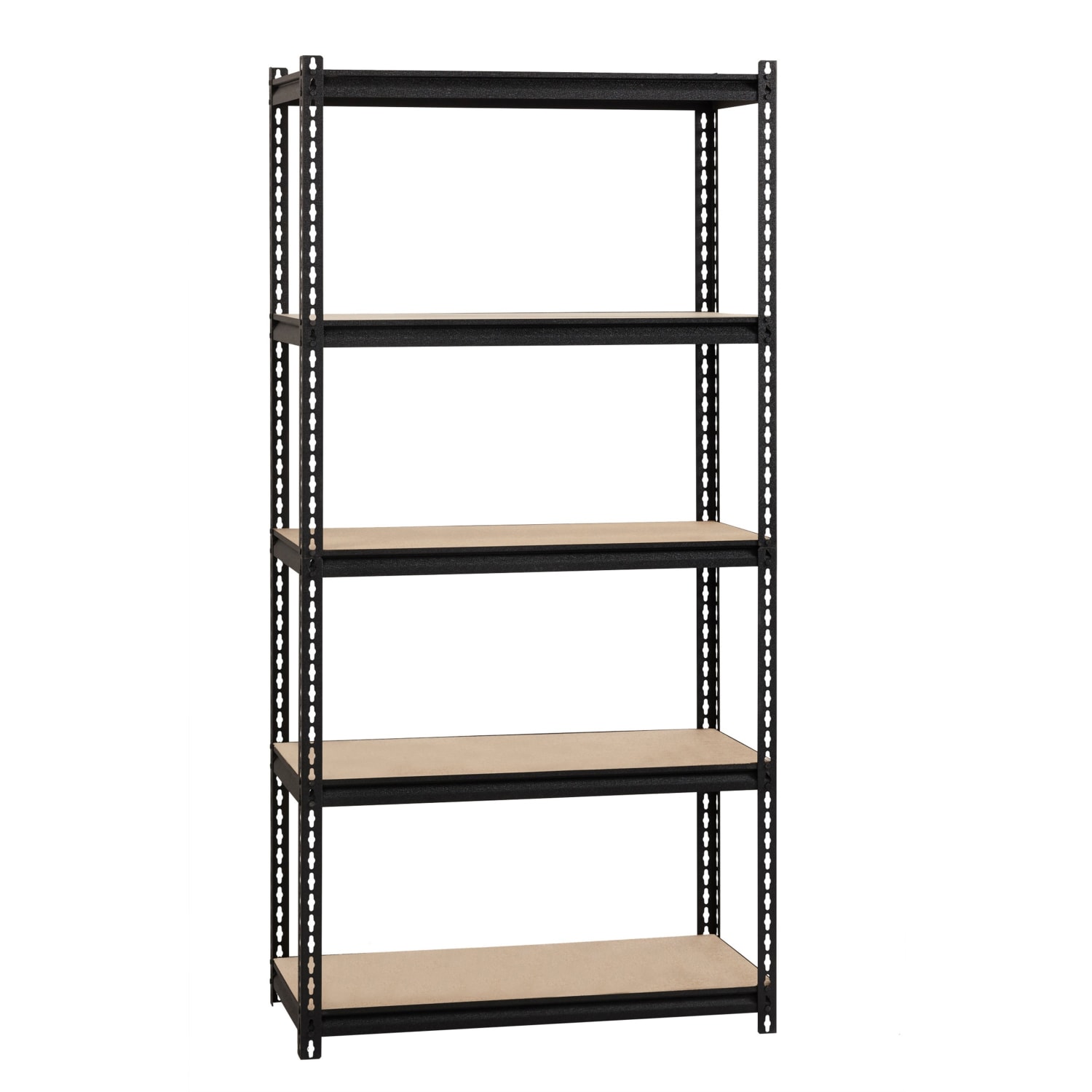 Lorell Iron Horse 2300 lb Capacity Riveted Shelving - 5 Shelf(ves) - 72in Height x 36in Width x 18in Depth - 30% Recycled - Black - Steel, Particleboard - 1 Each - Image 3