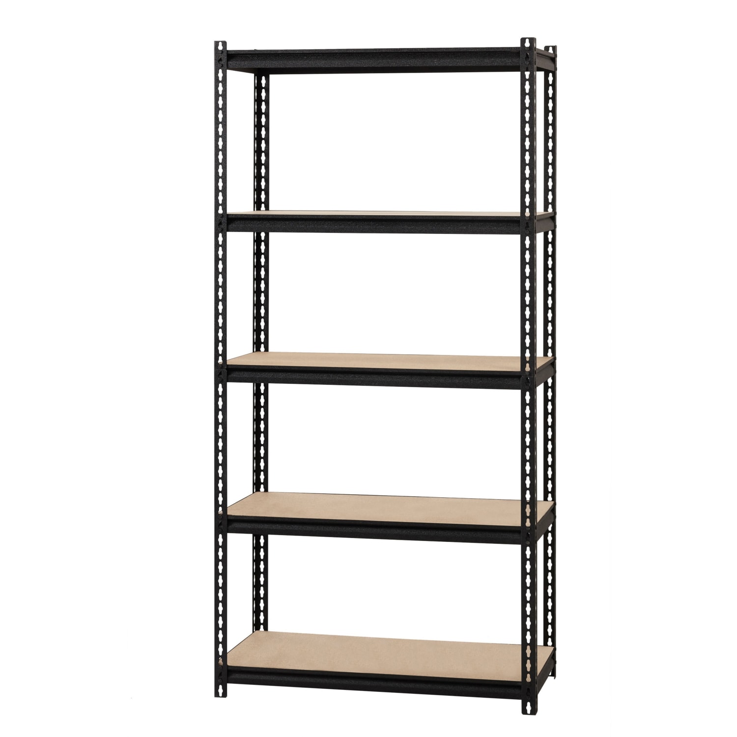 Lorell Iron Horse 2300 lb Capacity Riveted Shelving - 5 Shelf(ves) - 72in Height x 36in Width x 18in Depth - 30% Recycled - Black - Steel, Particleboard - 1 Each - Image 4