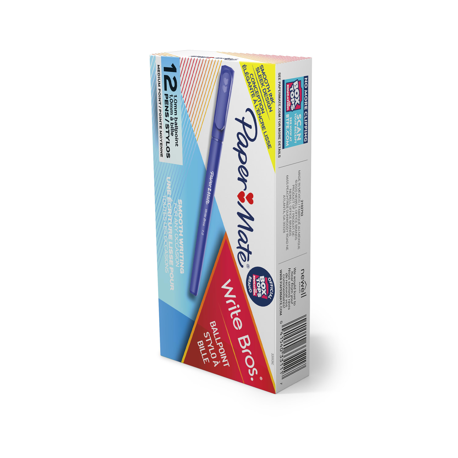 Paper Mate Ballpoint Stick Pens, Medium Point, 1.0 mm, Blue Barrel, Blue Ink, Pack Of 12 - Image 3
