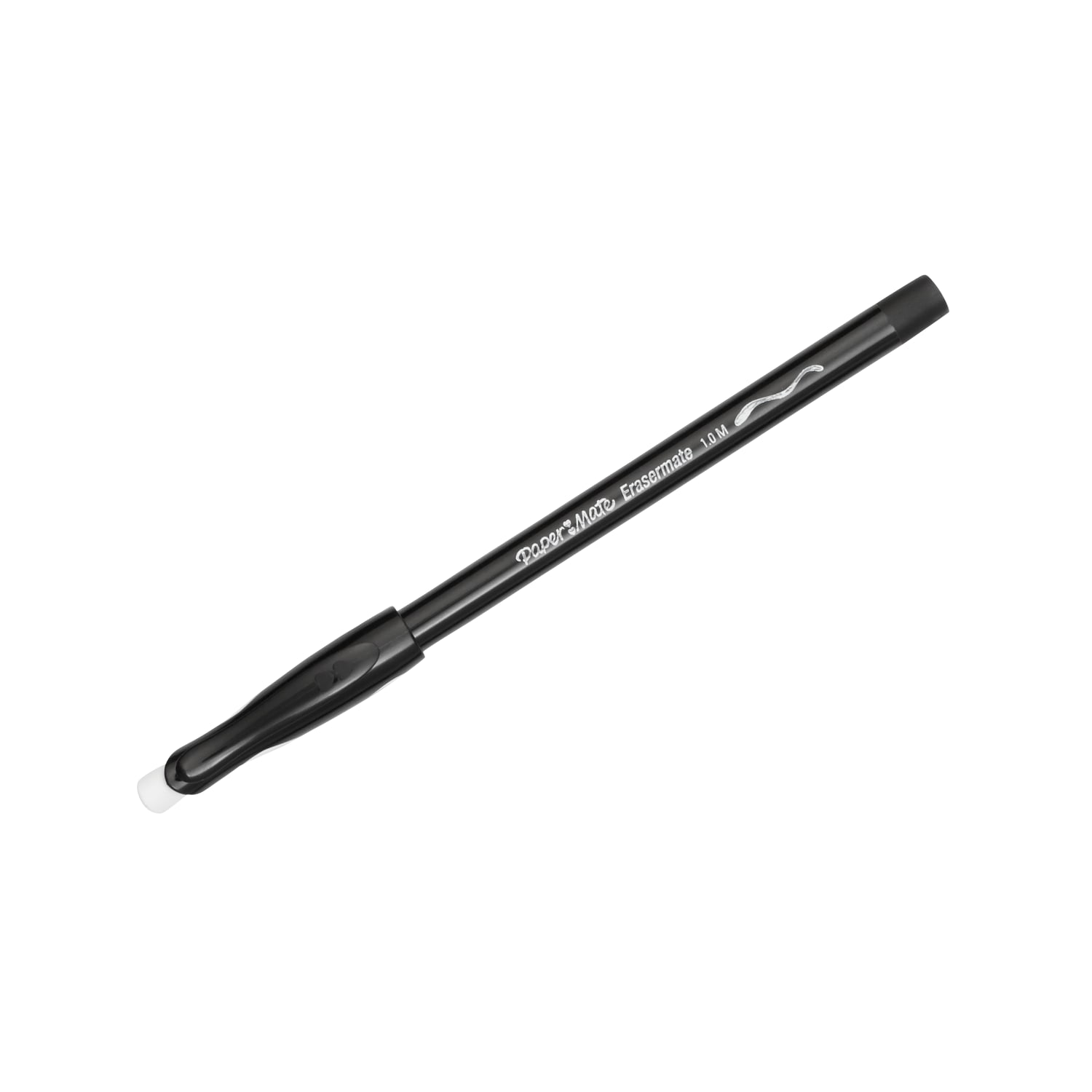 Paper Mate EraserMate Ballpoint Pens, Pack of 12, Medium Point, 1.0 mm, Black Barrel, Black Ink - Image 3