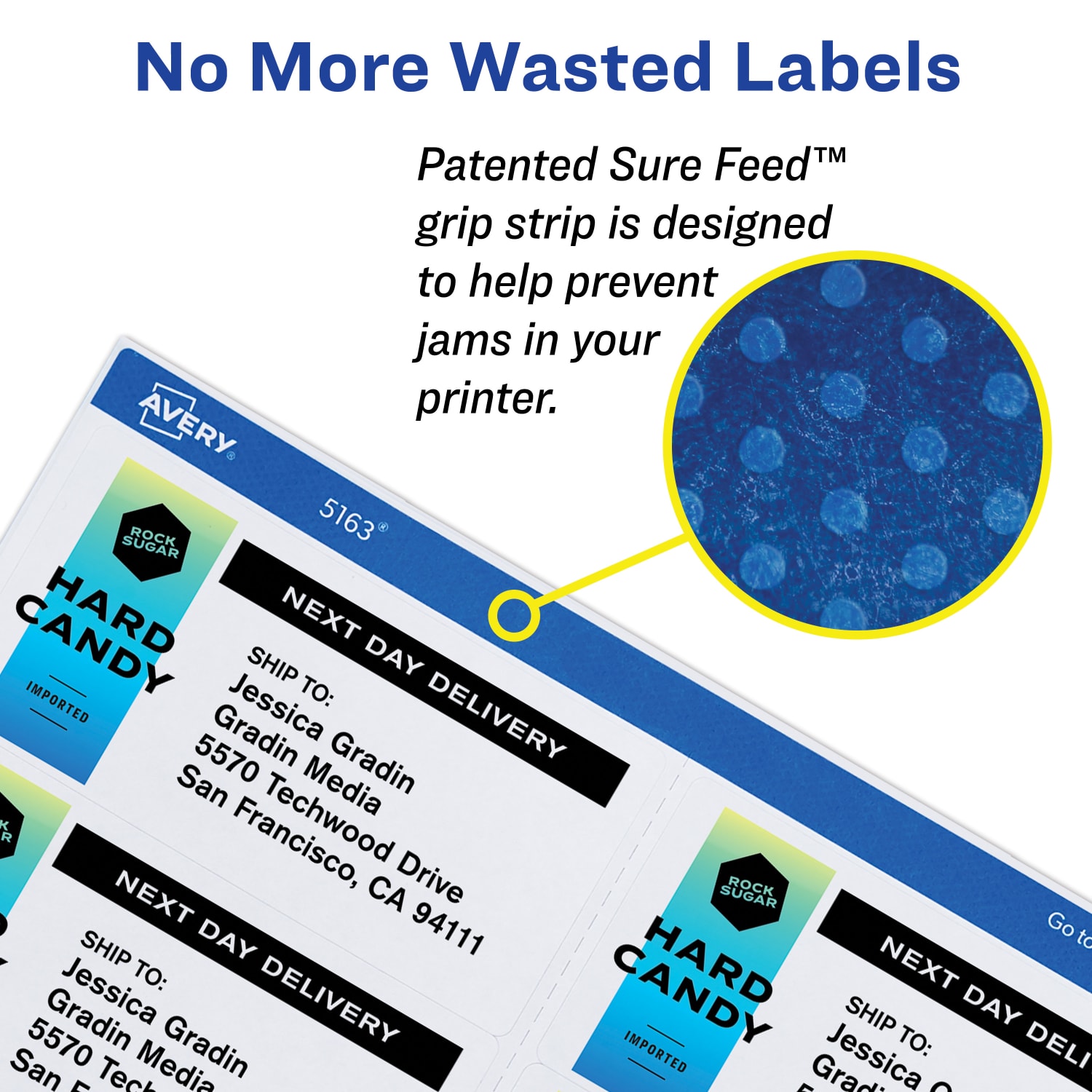 Avery Print-To-The-Edge Permanent Laser Shipping Labels, 6879, 1 1/4in x 3 3/4in, White, Pack Of 300 - Image 3