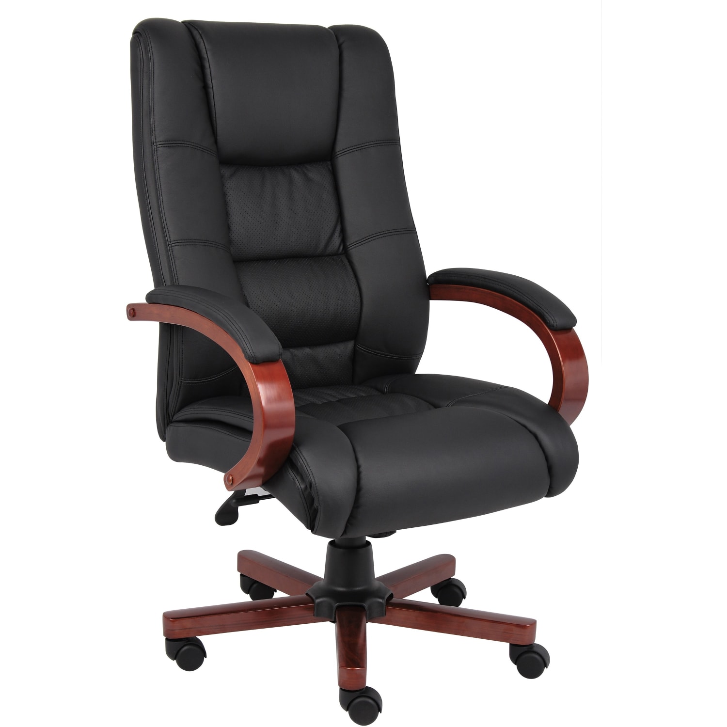 Boss Aaria Ergonomic VinylWood High Back Chair BlackCherry PopularChairscom