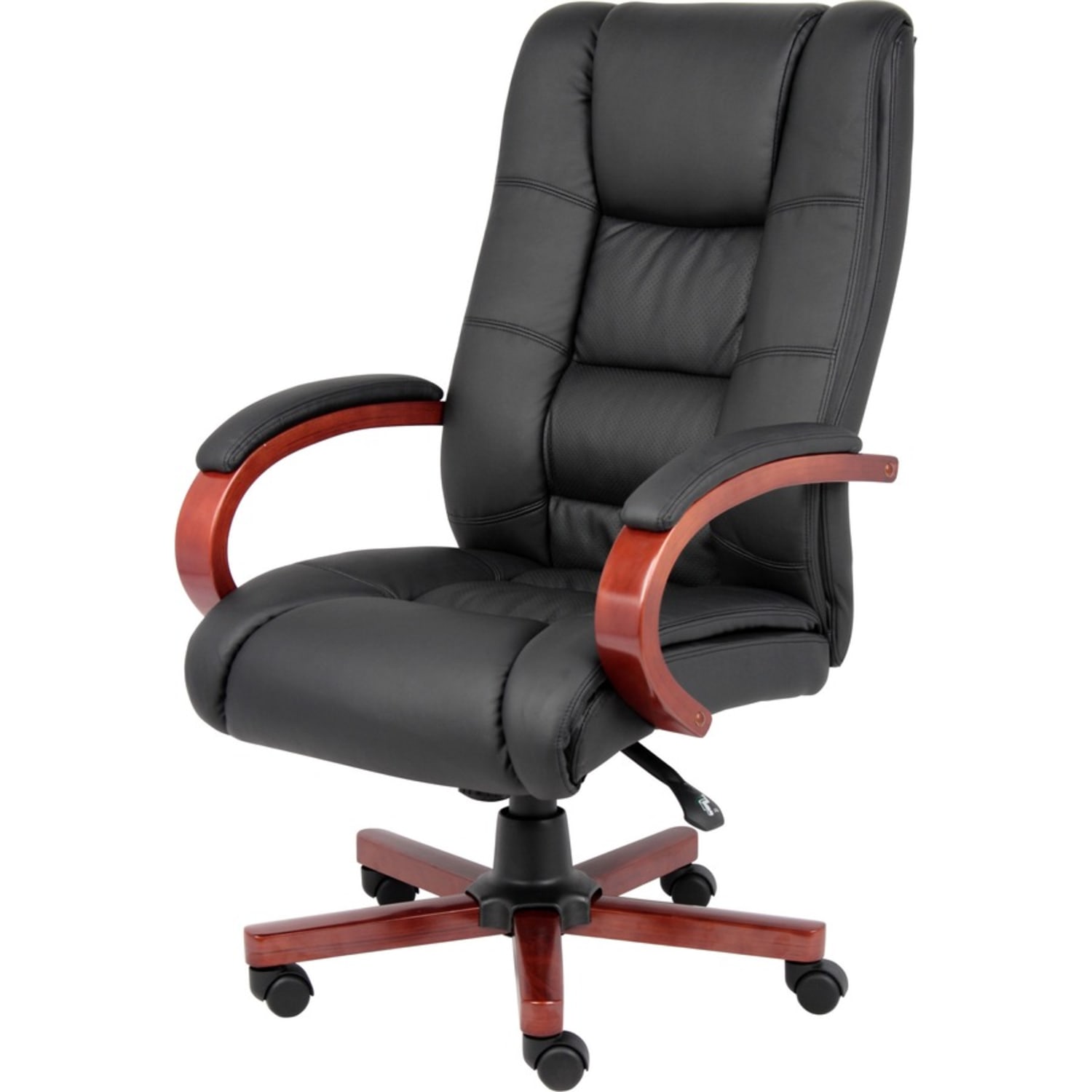 Boss Aaria Ergonomic VinylWood High Back Chair BlackCherry PopularChairscom