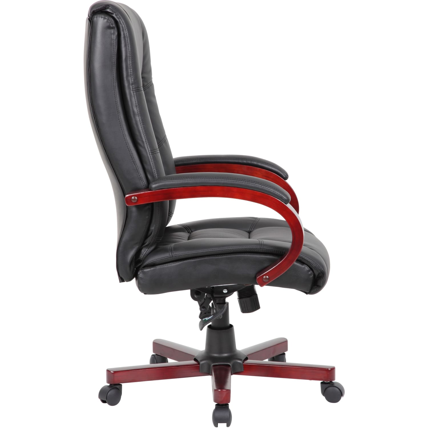 Boss Office Products Aaria Ergonomic VinylWood High Back Chair BlackMahogany PopularChairscom