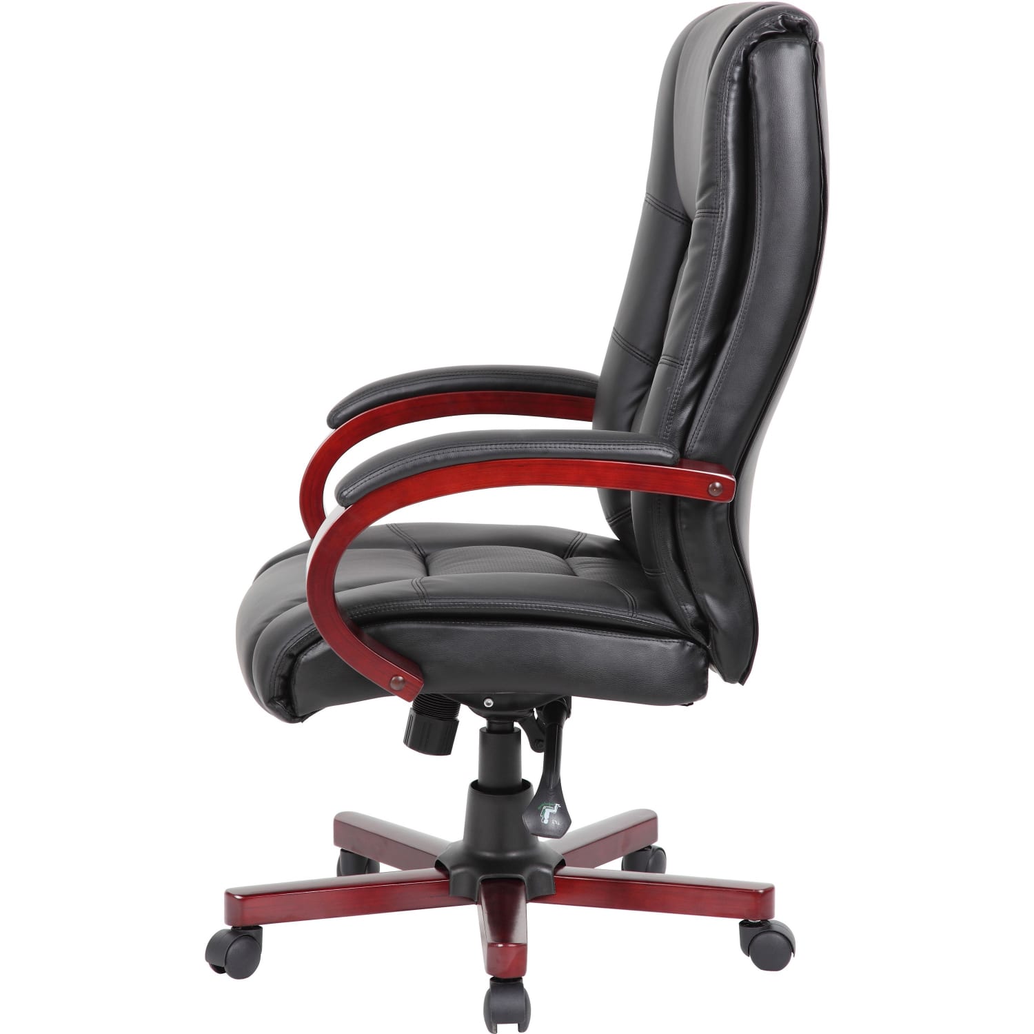 Boss Office Products Aaria Ergonomic VinylWood High Back Chair BlackMahogany PopularChairscom