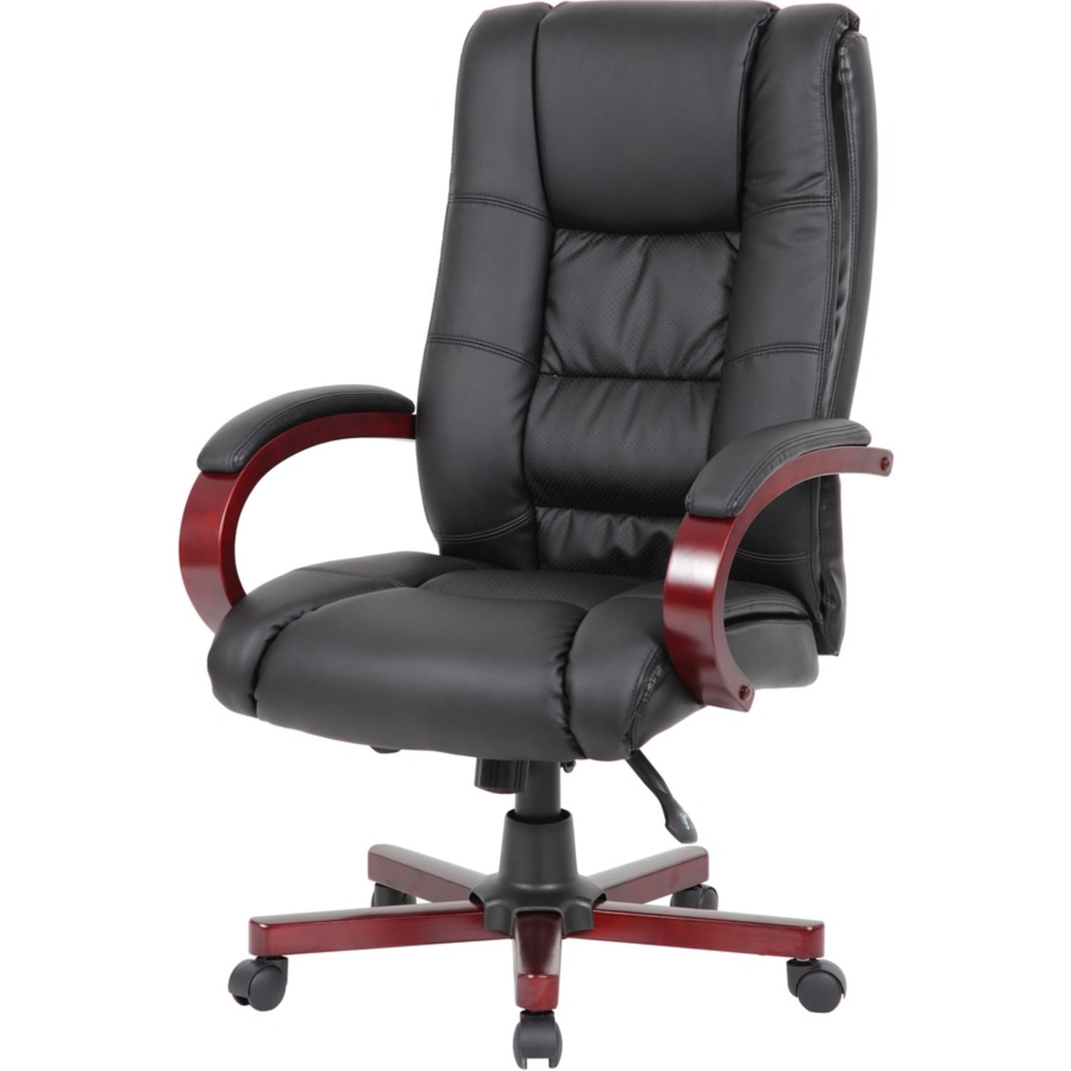 Boss Office Products Aaria Ergonomic VinylWood High Back Chair BlackMahogany PopularChairscom