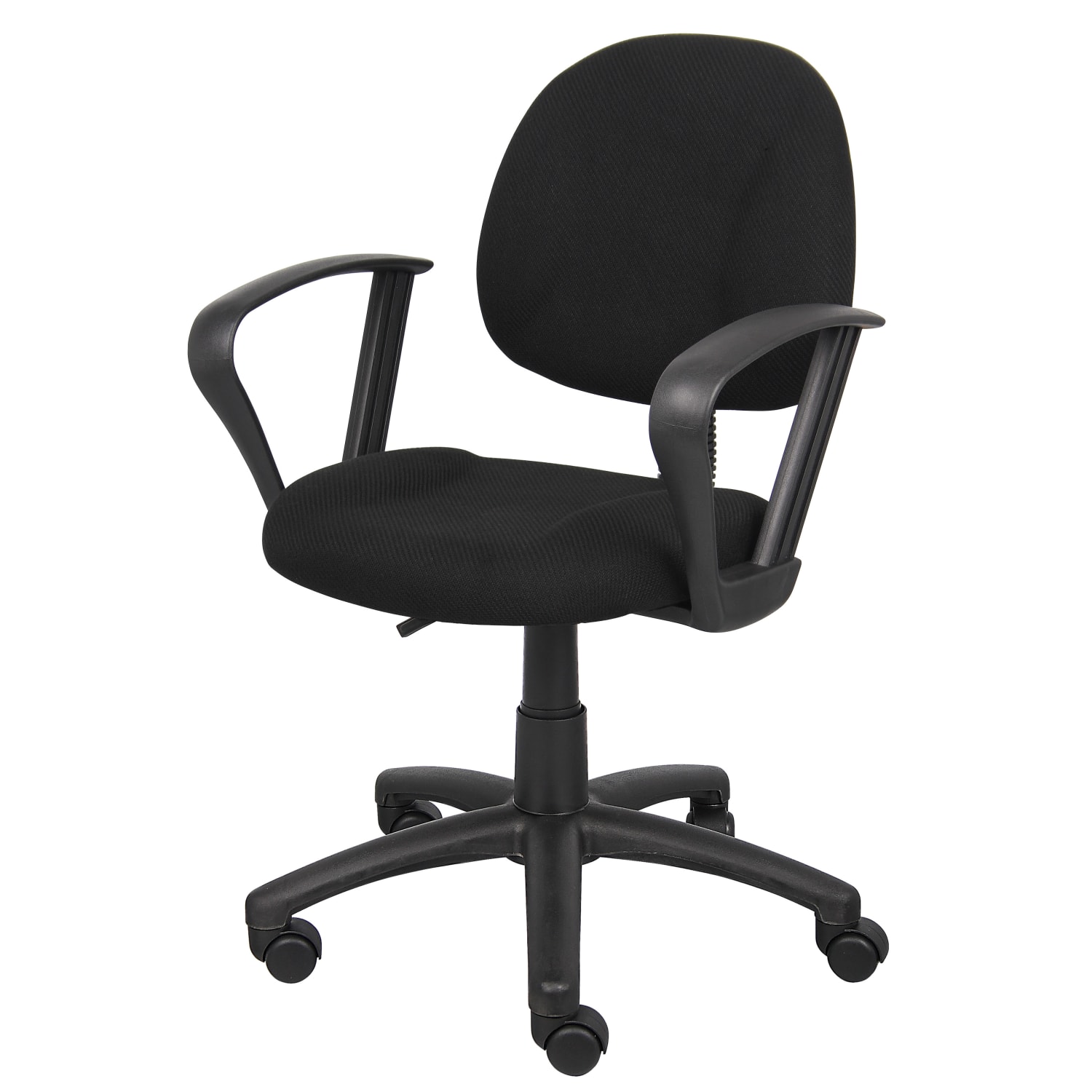 Boss Office Products Perfect Posture Ergonomic Fabric MidBack Deluxe Office Task Chair With Loop Arms Black PopularChairscom Boss Office Products Perfect Posture Ergonomic Fabric Mid Back Deluxe Office Task Chair With Loop Arms Black PopularChairscom