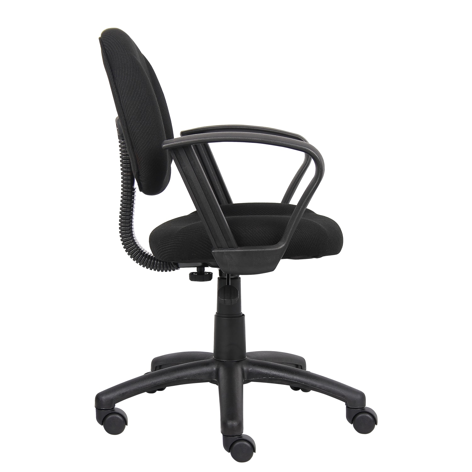 Boss Office Products Perfect Posture Ergonomic Fabric Mid-Back Deluxe Office Task Chair With Loop Arms, Black - Image 4