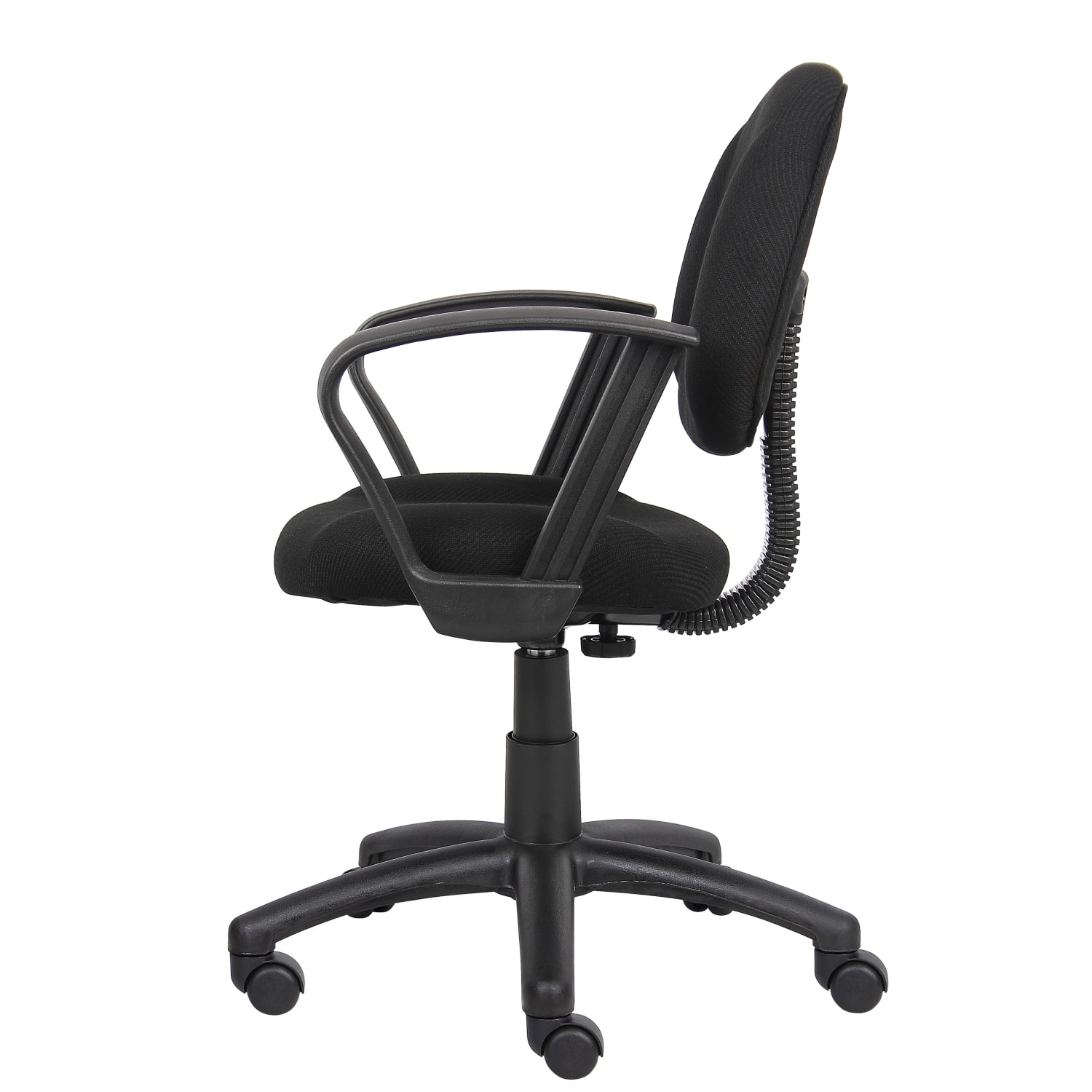 Boss Office Products Perfect Posture Ergonomic Fabric Mid-Back Deluxe Office Task Chair With Loop Arms, Black - Image 5