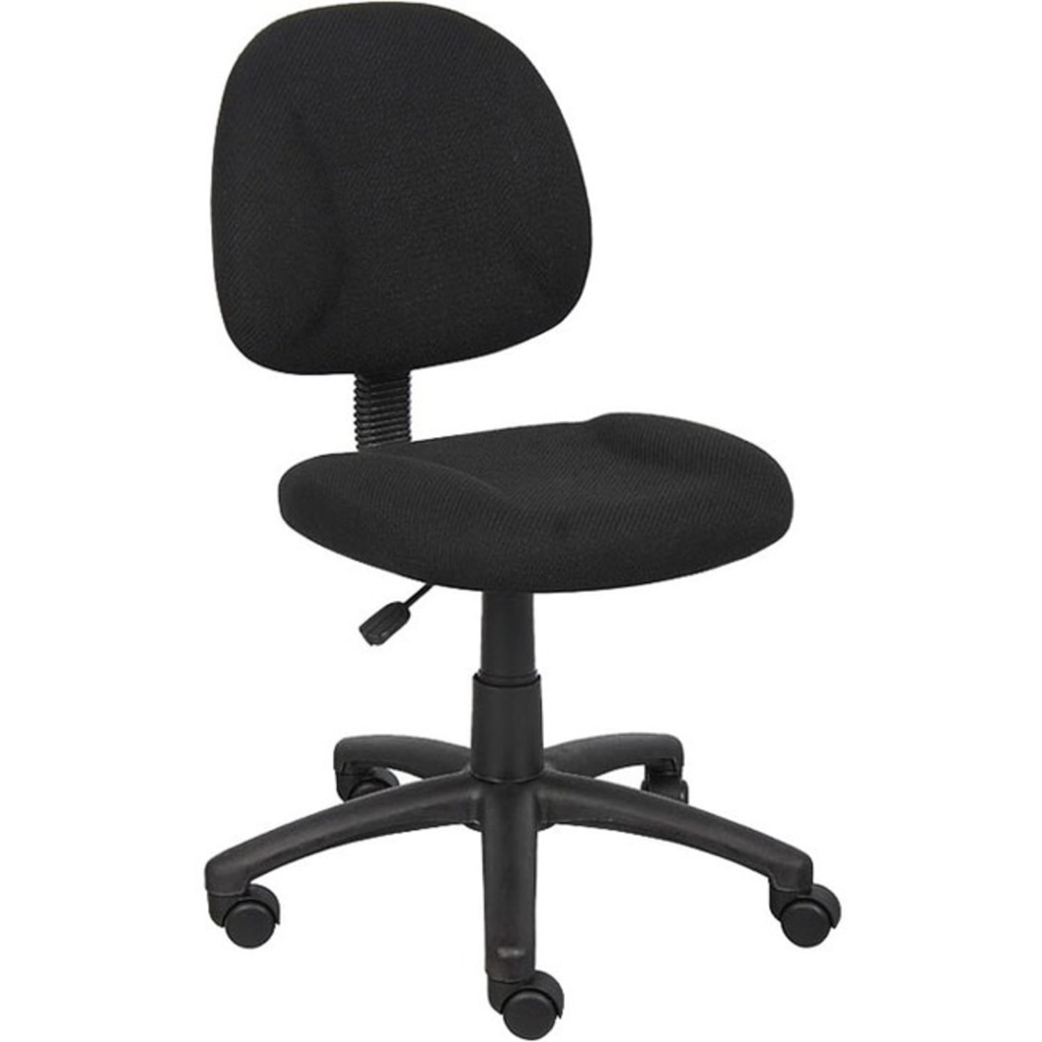 Boss Office Products Perfect Posture Deluxe Ergonomic Fabric Mid Back Office Task Chair Black PopularChairscom