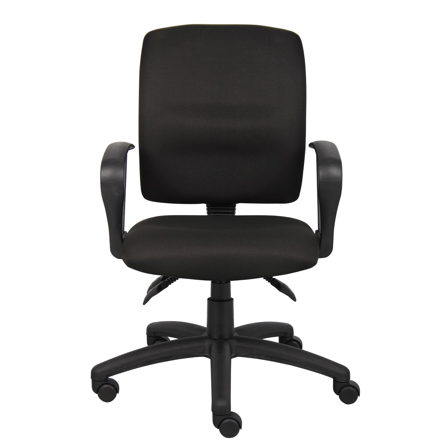 Boss Office Products Multi-Function Ergonomic Fabric High-Back Task Chair With Loop Arms, Black