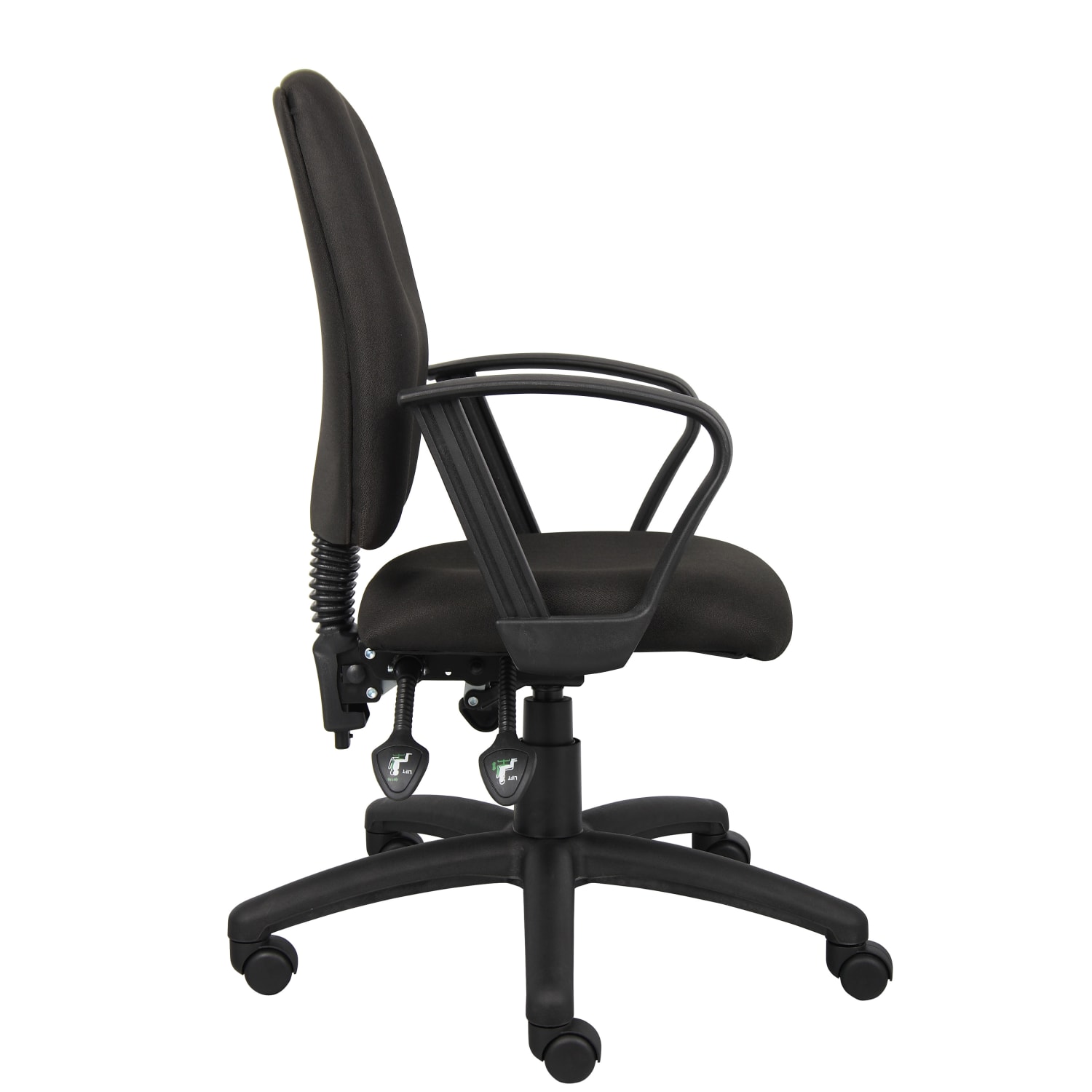 Boss Office Products Multi Function Ergonomic Fabric High Back Task Chair With Loop Arms Black PopularChairscom