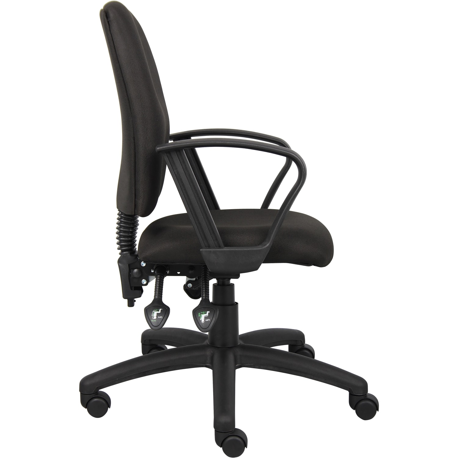 Boss Office Products Multi Function Ergonomic Fabric High Back Task Chair With Loop Arms Black PopularChairscom