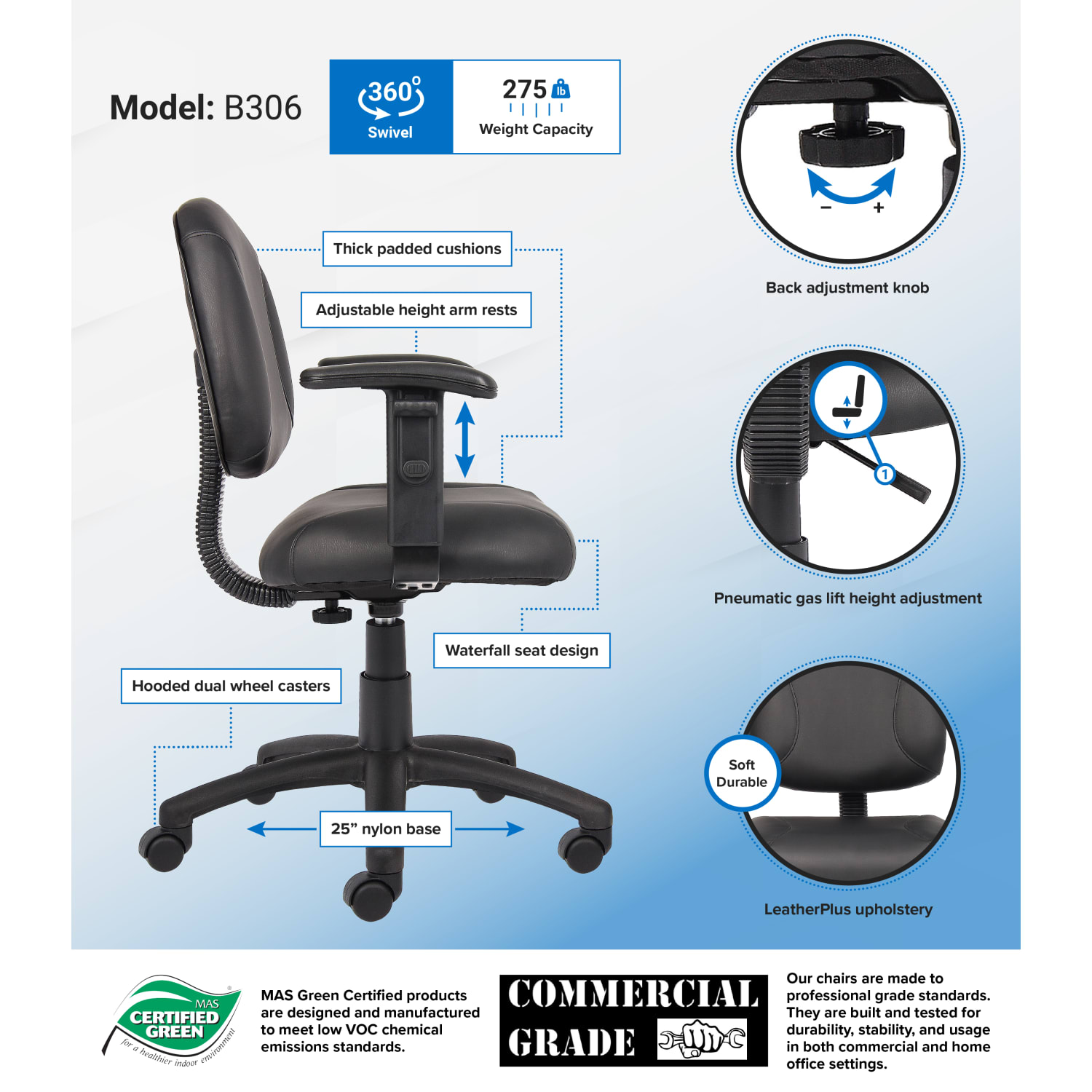 Boss Office Products Posture Task Chair Black PopularChairscom Boss Office Products Posture Task Chair Black PopularChairscom