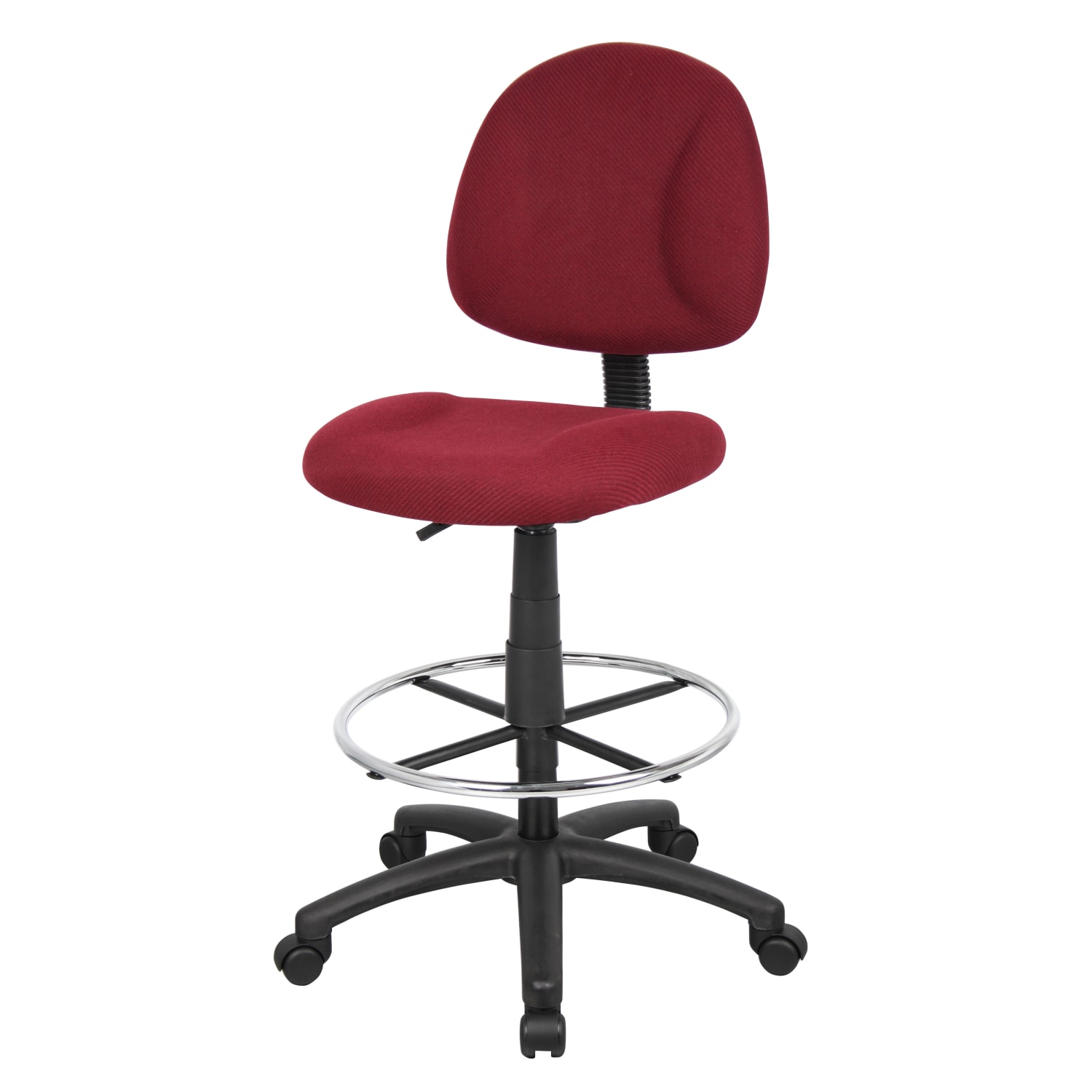 Boss Office Products Drafting Stool, No Arms, Burgundy/Chrome, B1615-BY - Image 3