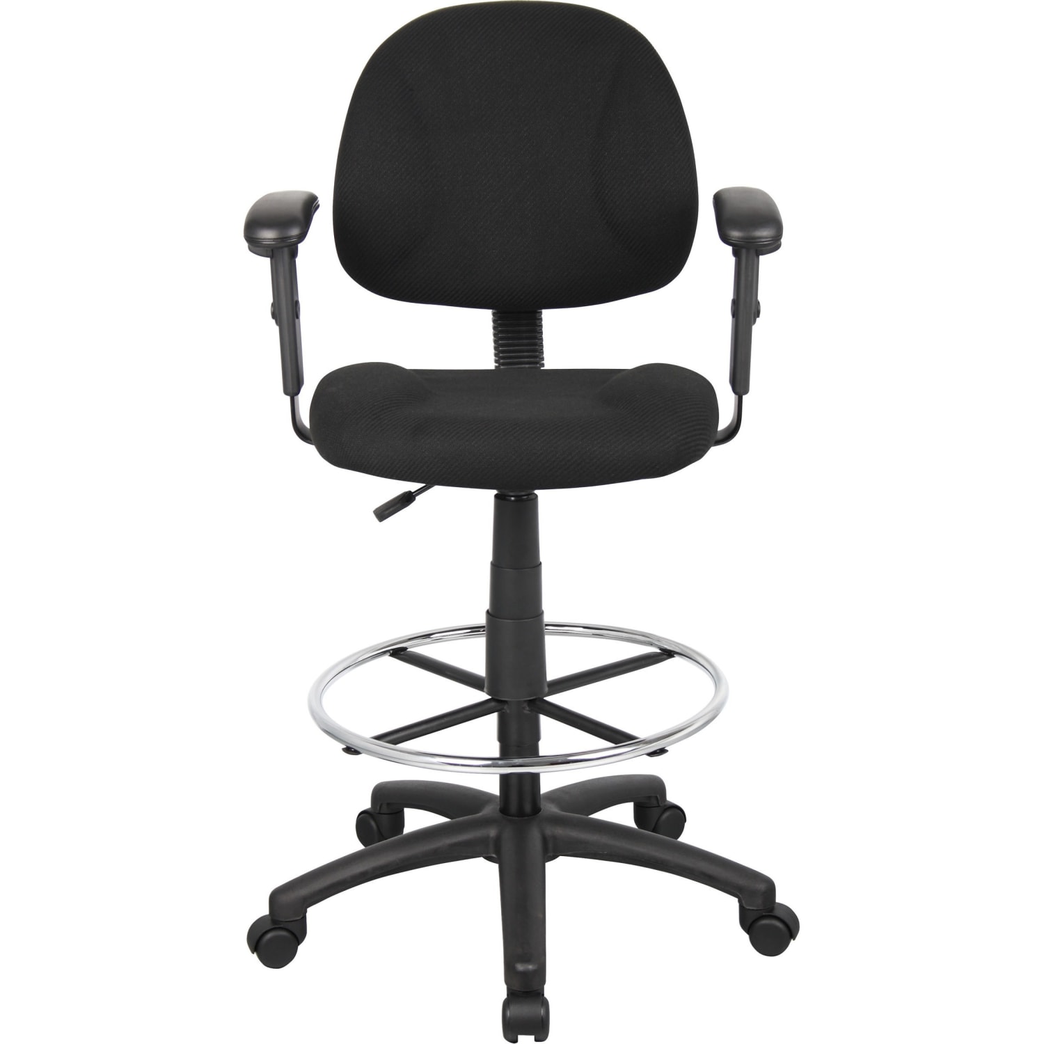 Boss Office Products Drafting Stool Adjustable Arms Black B1616 BK PopularChairscom